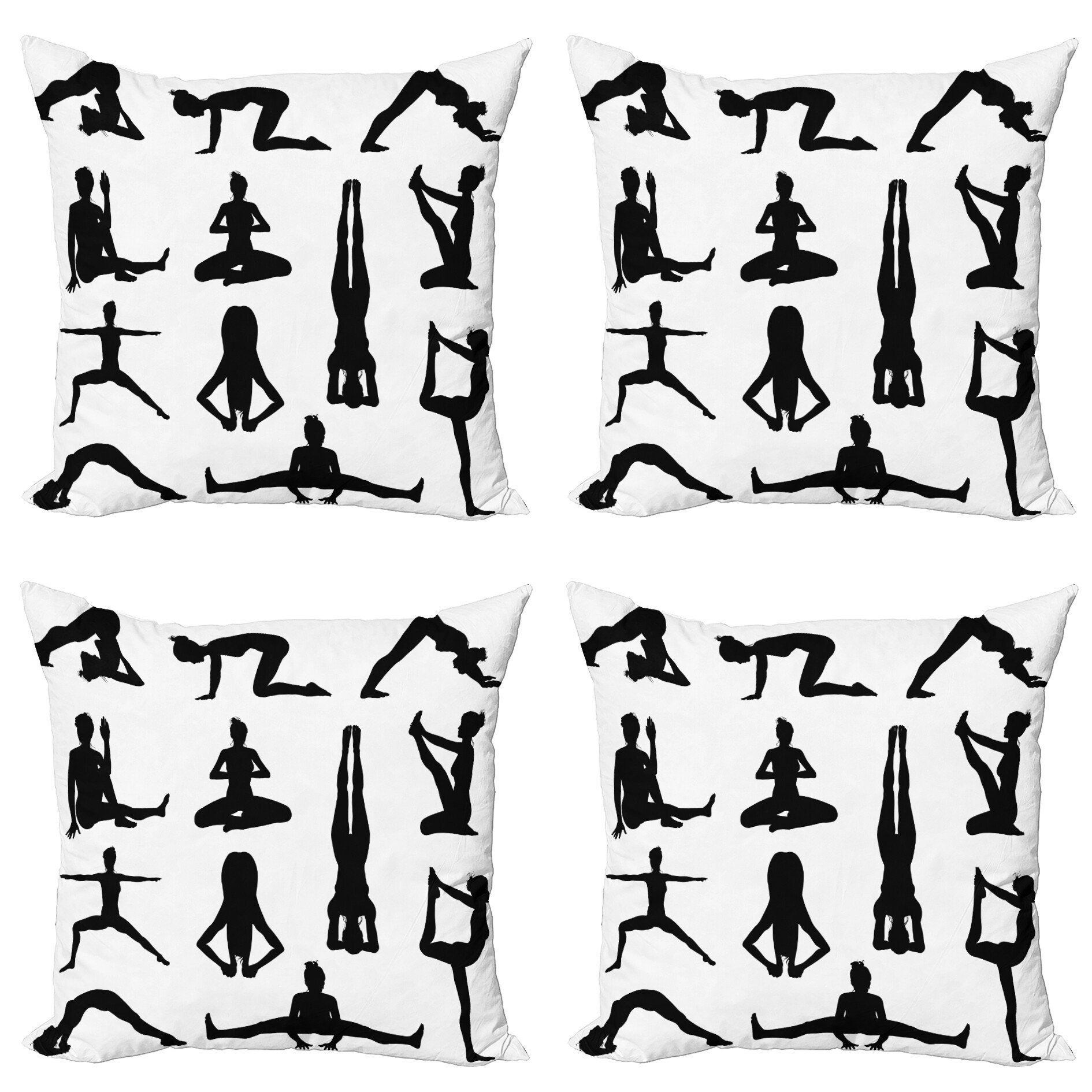 Kissenbezüge Modern Yoga Forms Digitaldruck, Wellness (4 Accent Asanas Stück), Abakuhaus Doppelseitiger