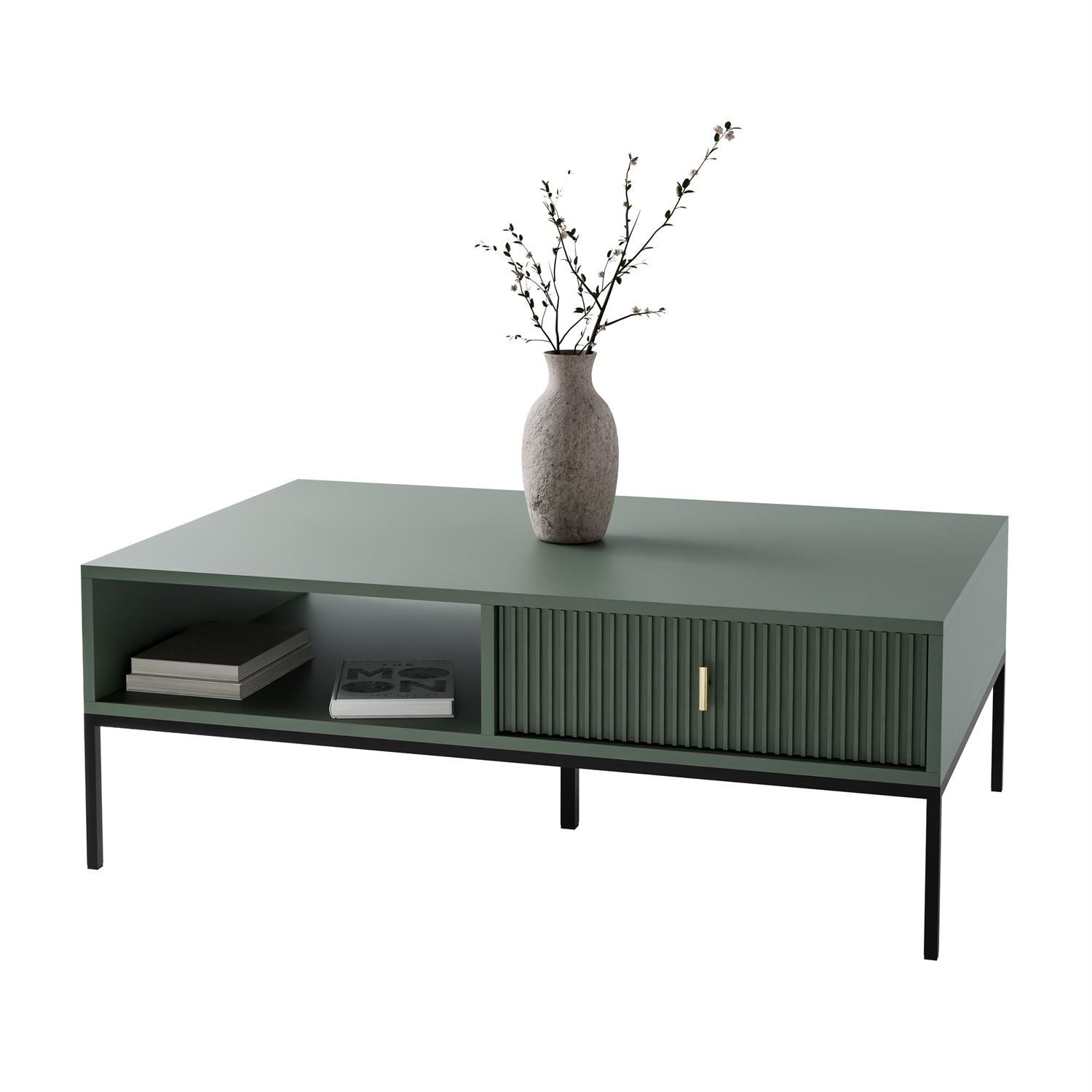Lookway Couchtisch MIDNIGHT mit Schublade auf Gestell, 104x68x39 cm