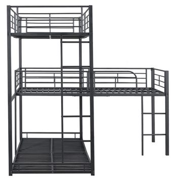 OKWISH Etagenbett Dreifach-Etagenbett (hohes Geländer, einfaches Design, Eisenrahmenbett 90x200cm), ohne Matratze
