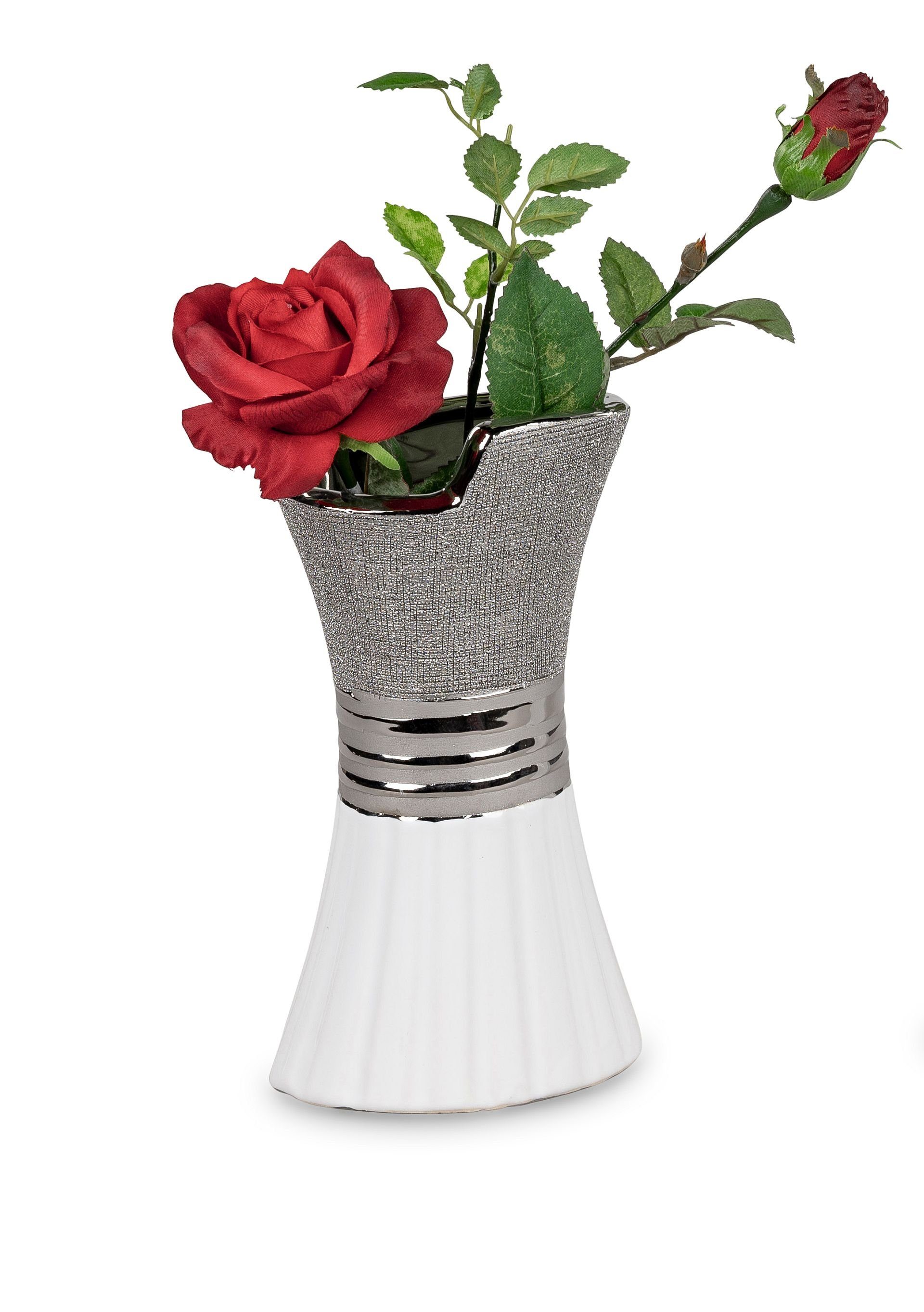 formano Dekovase Formano Vase Tischvase weiß silber in 3 Größen wählbar
