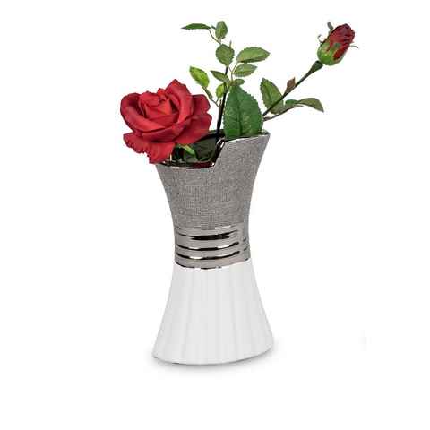 Small-Preis Dekovase Formano Vase Tischvase weiß silber in 3 Größen wählbar