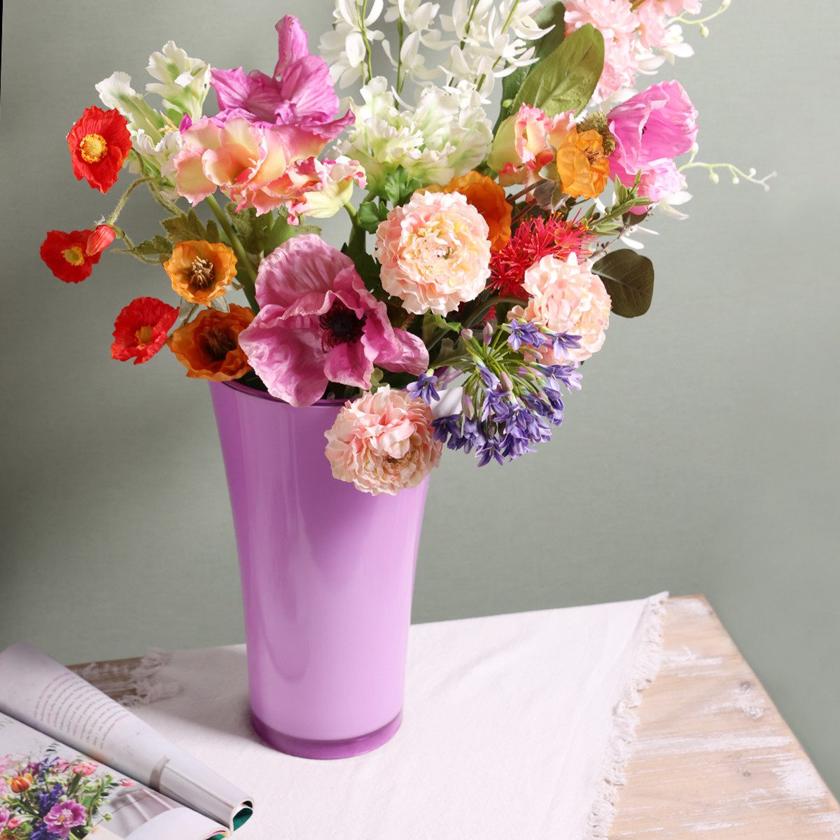 Kunstblume Mohnblumen Rosa Kunstblumen Set 59-75cm günstig online kaufen