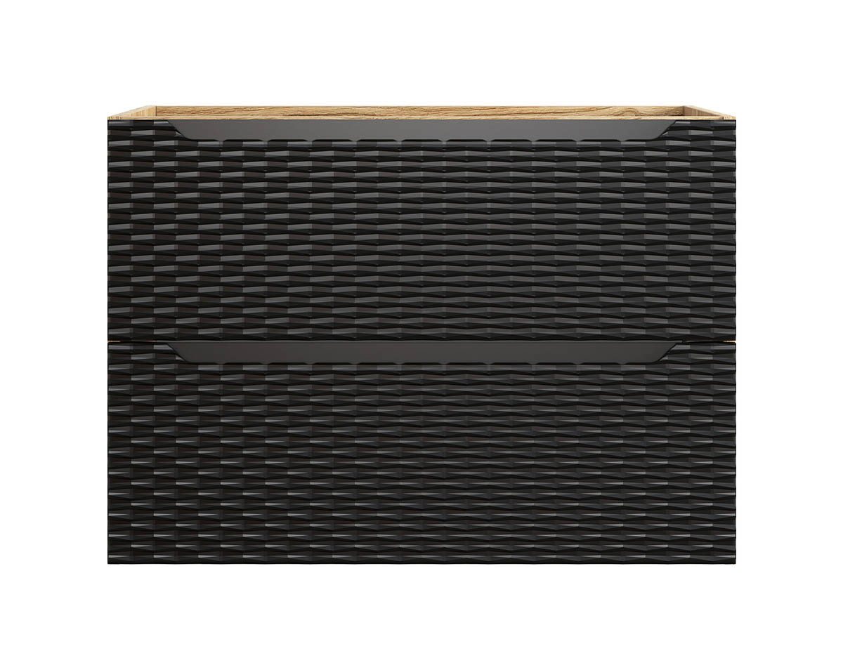 Thumbnail - einfachgutemoebel Waschtisch-Set Bad Waschplatz OZEAN Onyx 80cm Schubfächer, Unterbau, schwarz-oak, (Badmöbel Set, 1-St....