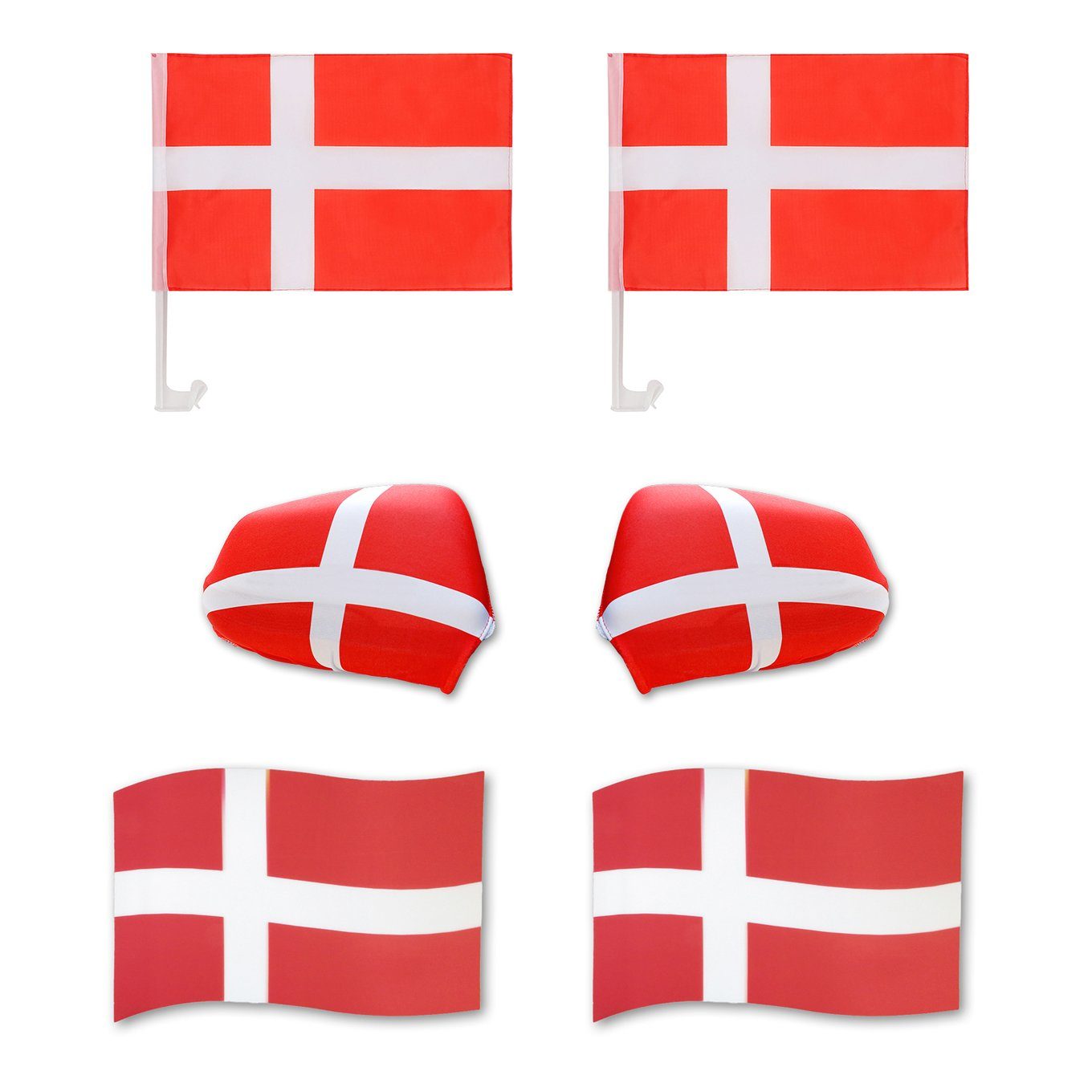 Sonia Originelli Fahne Fanpaket "Dänemark" Denmark Fußball Magnet Außenspiegel Flaggen, Magnete: 3D-Effekt