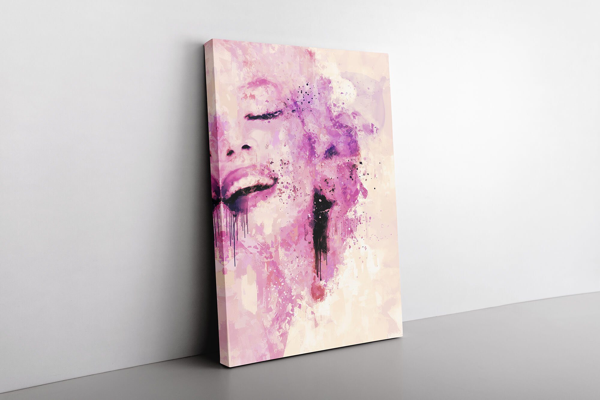 Sinus Art Leinwandbild Marilyn Monroe Porträt Abstrakt Kunst Ikone Hollywood Filmstar 60x90cm Leinwandbild