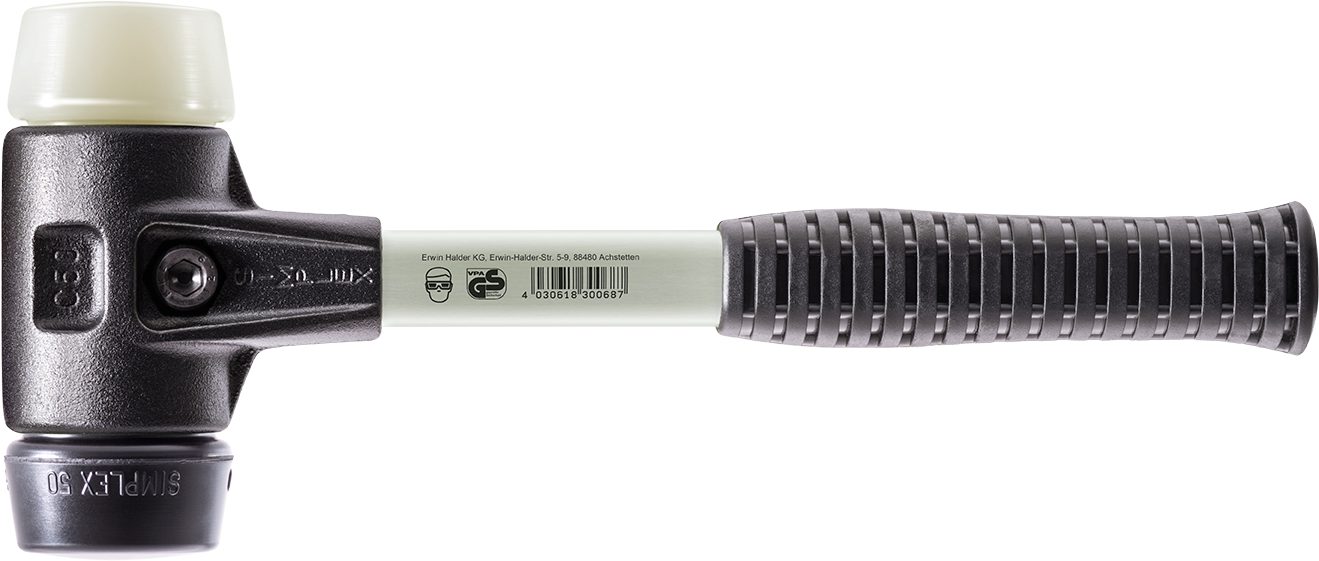 Halder KG Hammer SIMPLEX-Vorschlaghammer verstärktem Stahlgussgehäuse Fiberglasstiel =80 mm