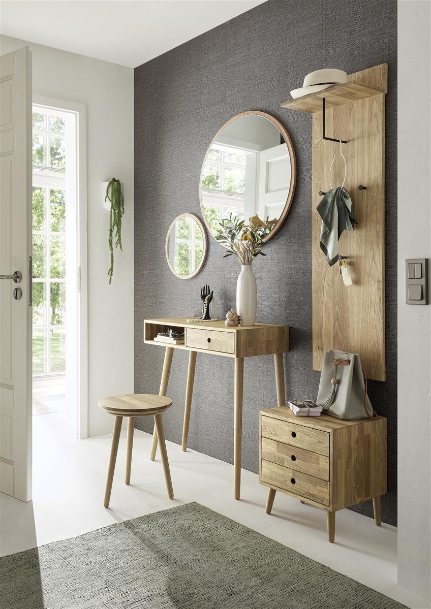 möbelando Hocker »Anacortes«, Moderner Hocker aus Massivholz in Eiche geölt. Breite 35 cm, Höhe 45 cm, Tiefe 35 cm
