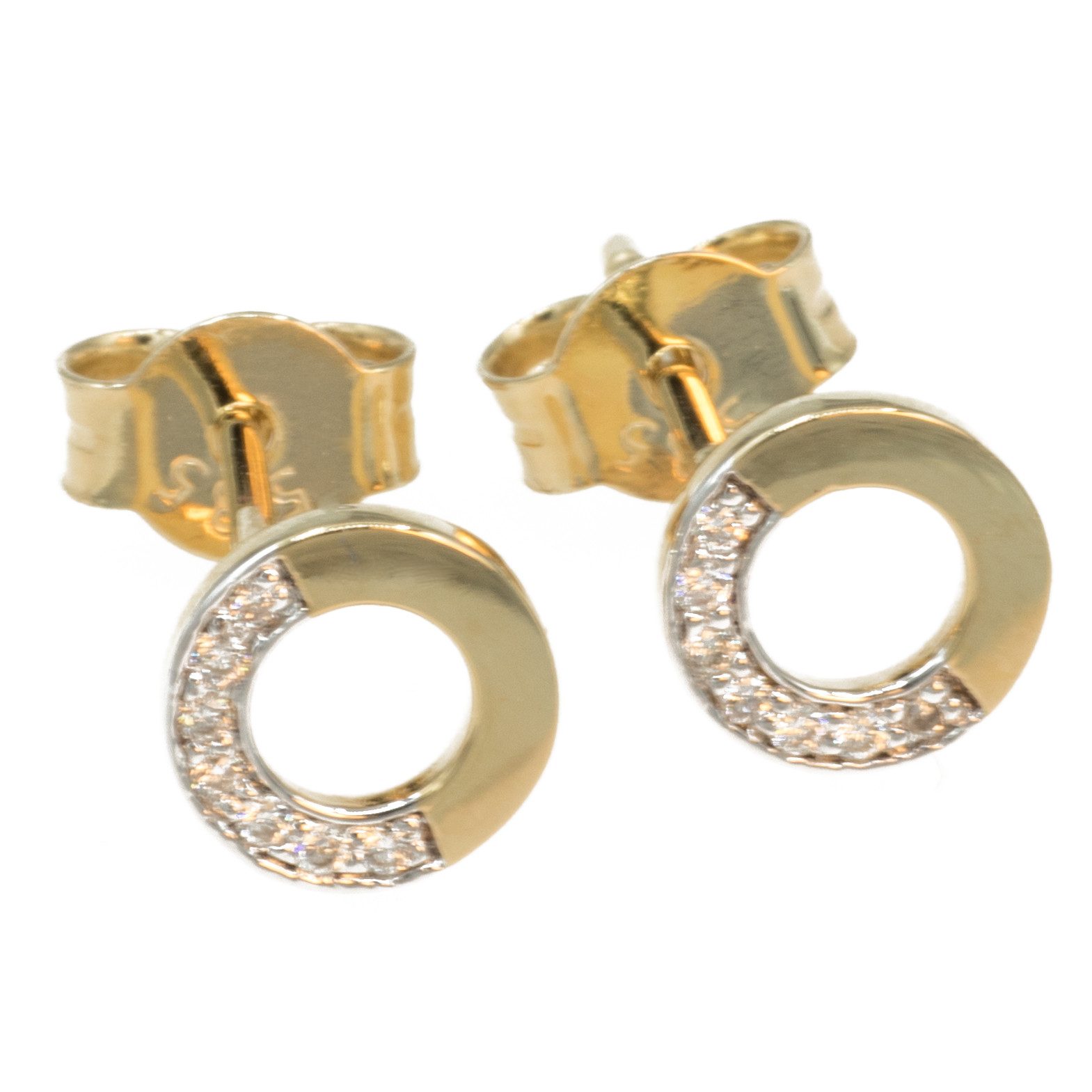 Paar Ohrstecker Ohrstecker aus 585 Gold 14 Karat mit 14 Stück echten Diamanten