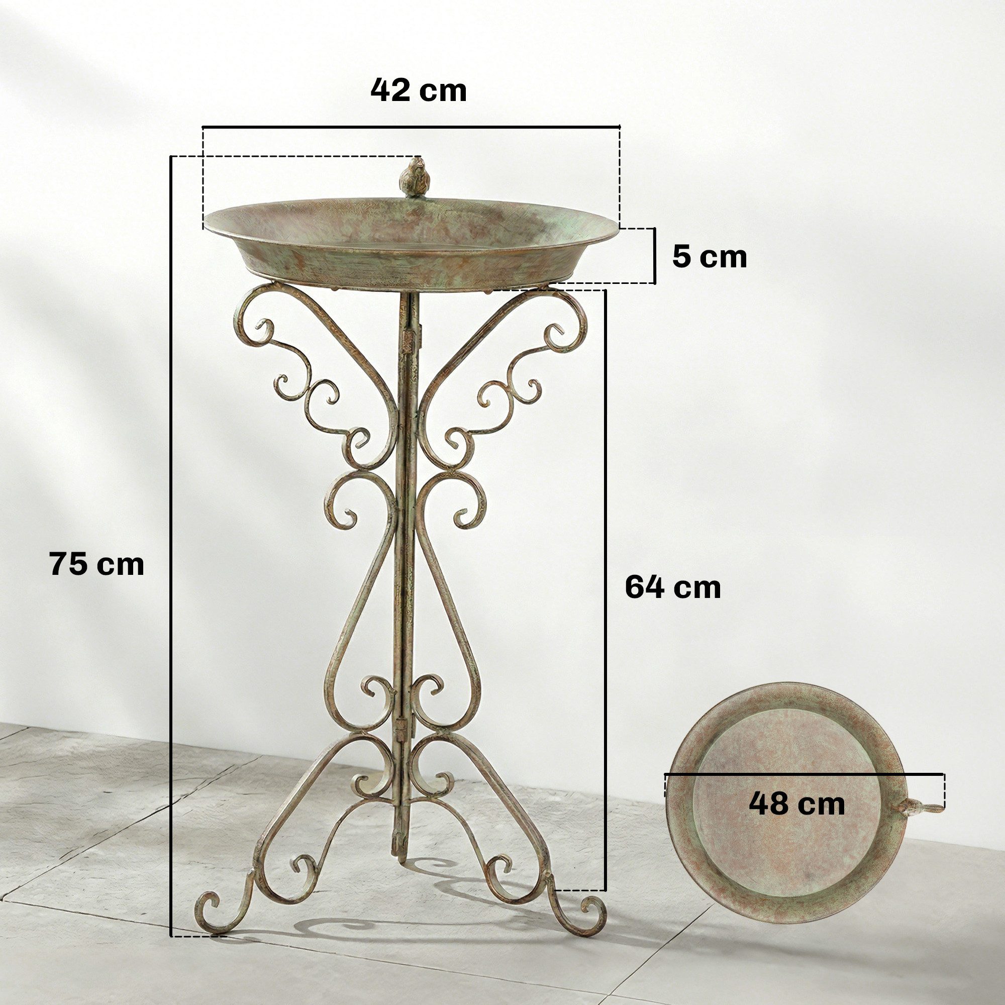 Outsunny Vogeltränke Wasserschale mit dekorativem Standfuß 7 l, BxTxH: 48x42x75 cm, dekorative Vogelstatue