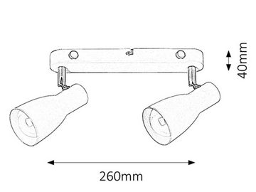 Rabalux LED Deckenspots "Ebony" 2-flammig, Metall, weiß, E27, L260mm