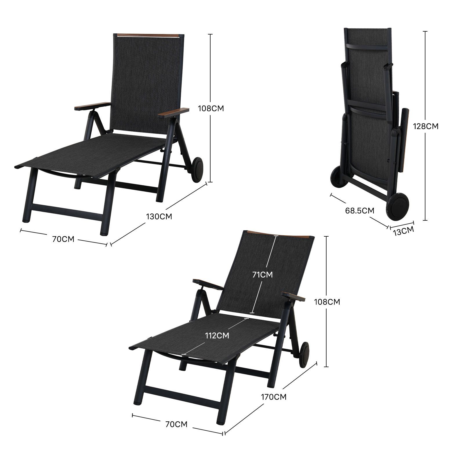 Grand patio Gartenliege Sonnenliege, mit Armlehnen, günstig online kaufen