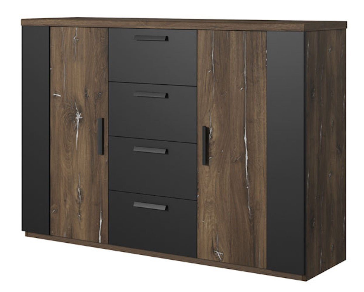 Helvetia Kommode Sevilla (Sigma, 1 St), 132cm Farbe wählbar 2-türig mit 4 Schubladen