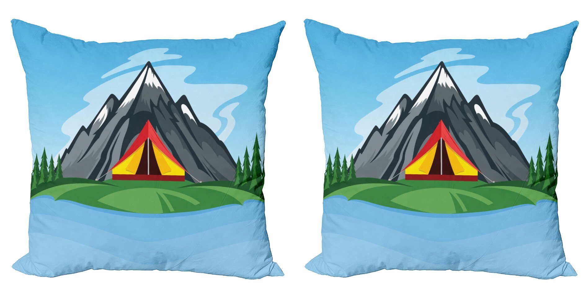 Kissenbezüge Modern Accent Doppelseitiger Digitaldruck, Abakuhaus (2 Stück), Colorado Berg Camping-Karikatur