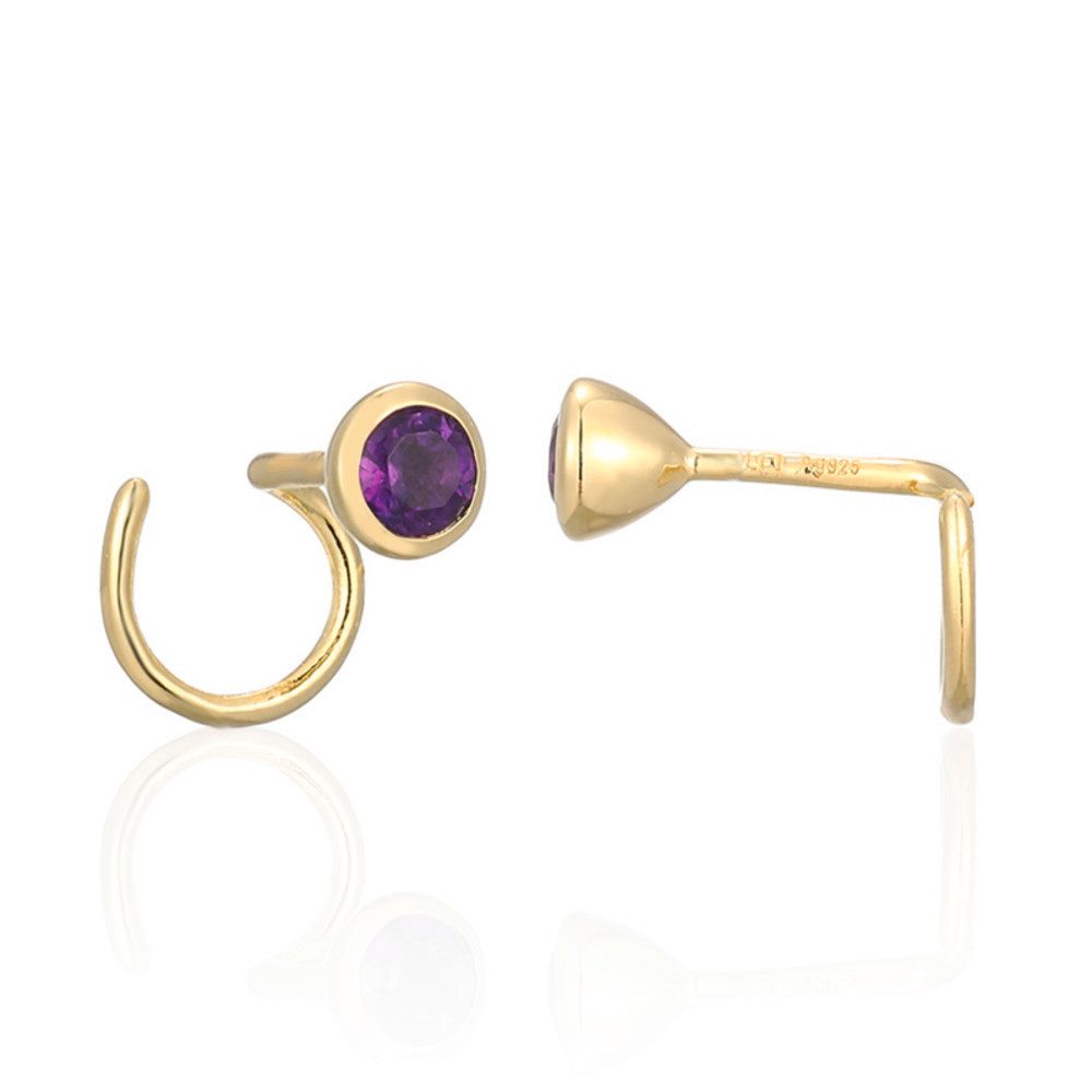 Cavill Ohrring-Set Cavill Amethyst Ohrringe 0,15 ct, vergoldetes 925er Silber, rund (2-tlg)