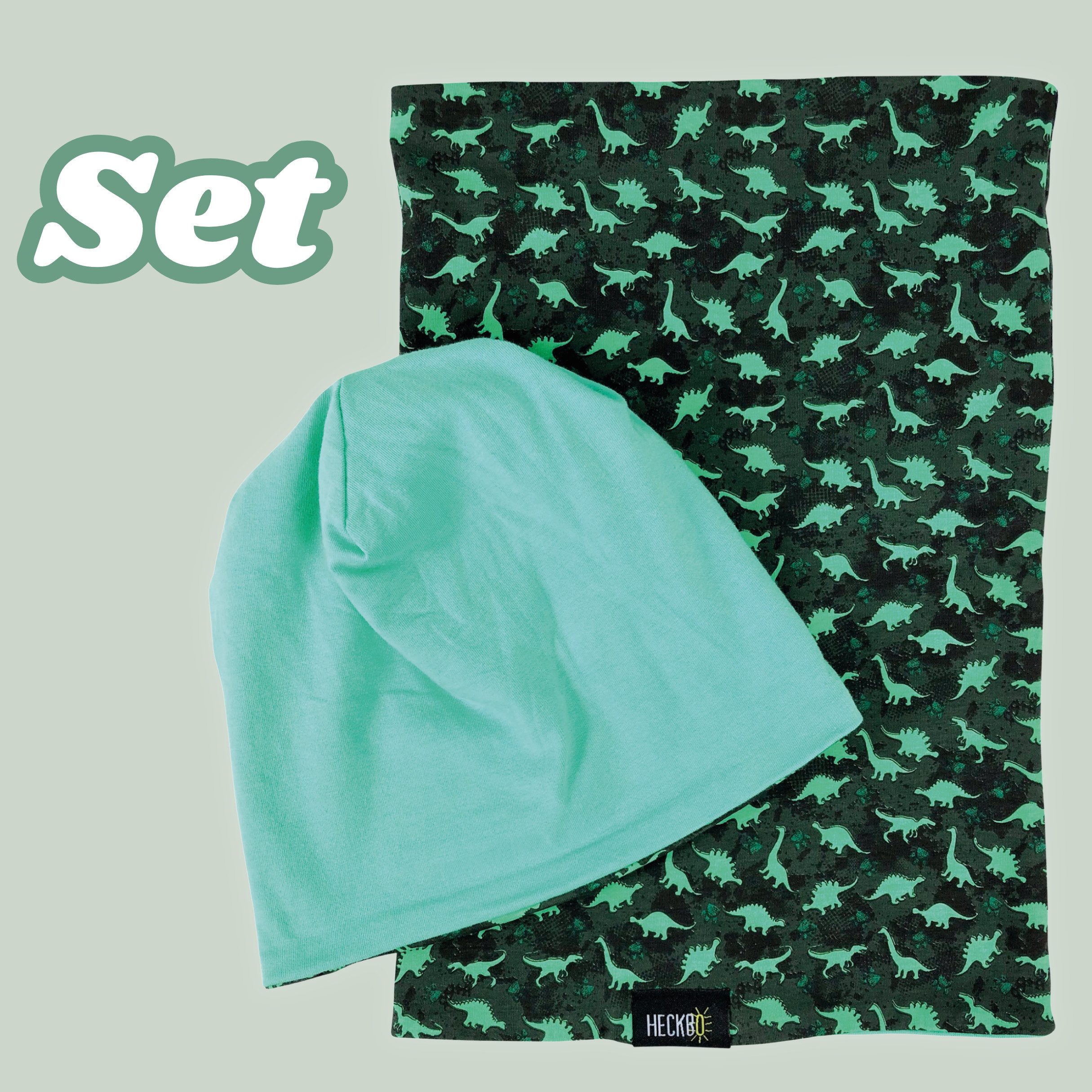 HECKBO Beanie HECKBO Kinder Mädchen Jungen Beanie Mütze & Loop-Schal Set – Bild 5 von 5