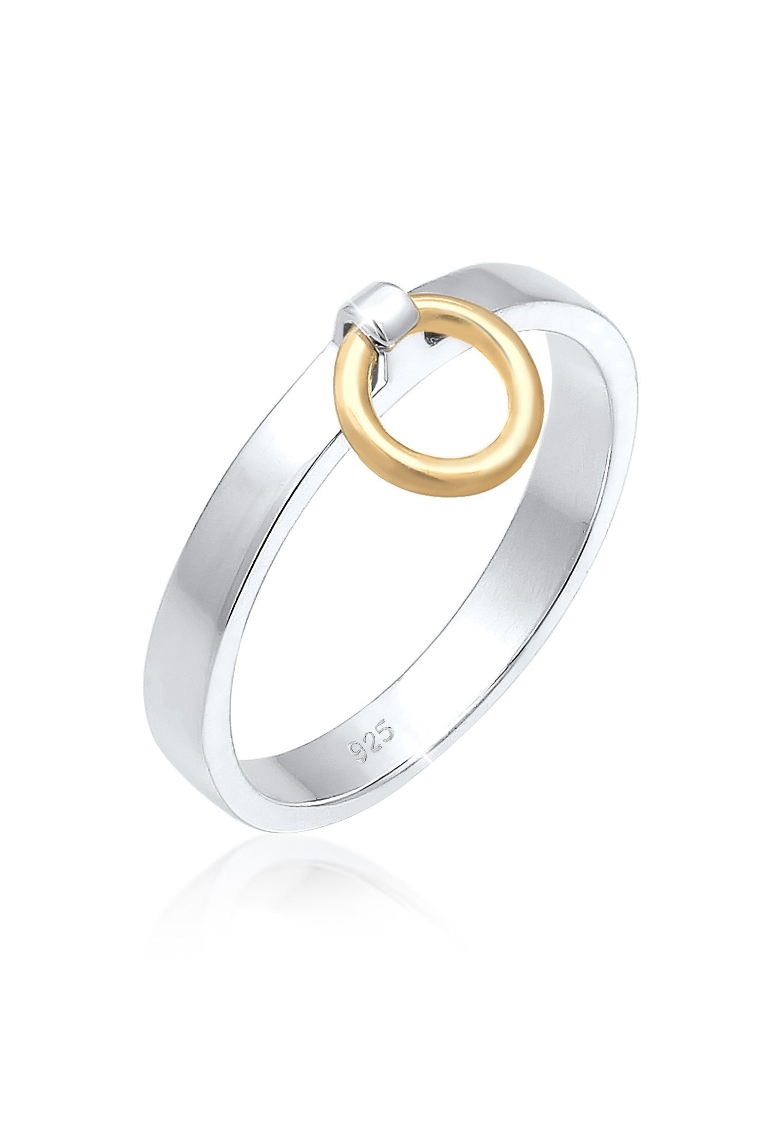Fingerring Bandring Kreis Bicolor 925 Sterling Silber