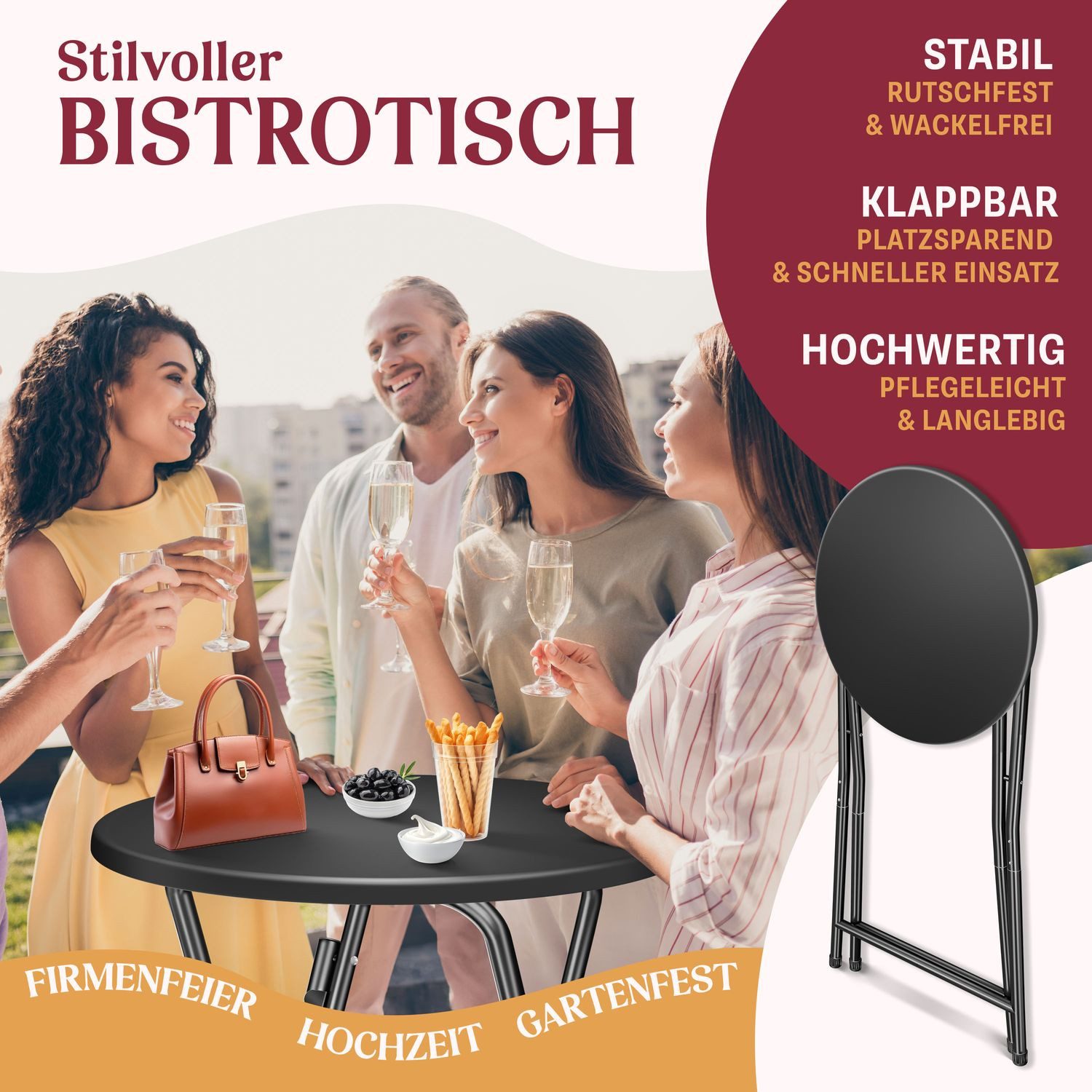 KESSER Bistrotisch Stehtisch Bistrotisch mit PVC-Platte Wetterbeständiger K günstig online kaufen