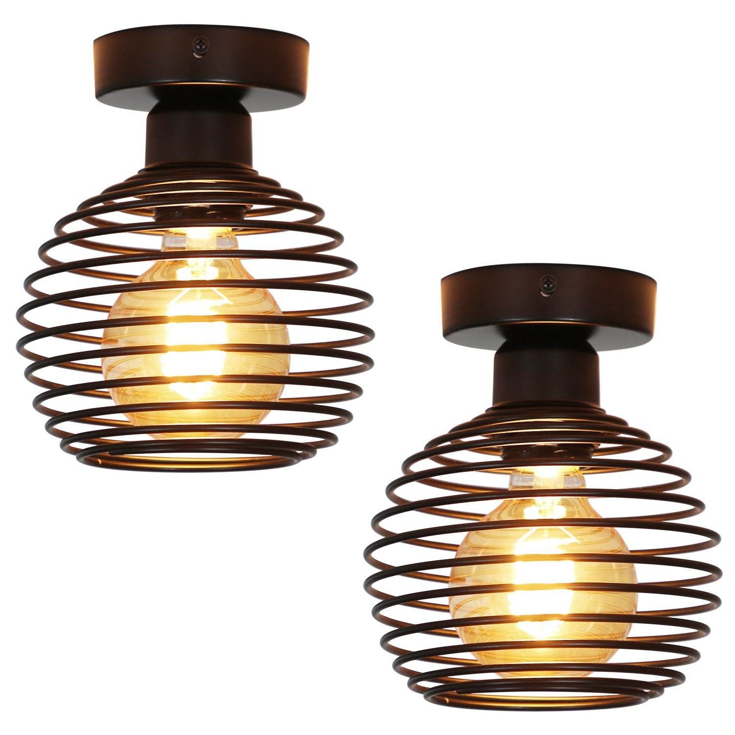 Nettlife Deckenleuchte Deckenleuchte Schwarz 2xE27 Metall Lampenschirm, LED günstig online kaufen