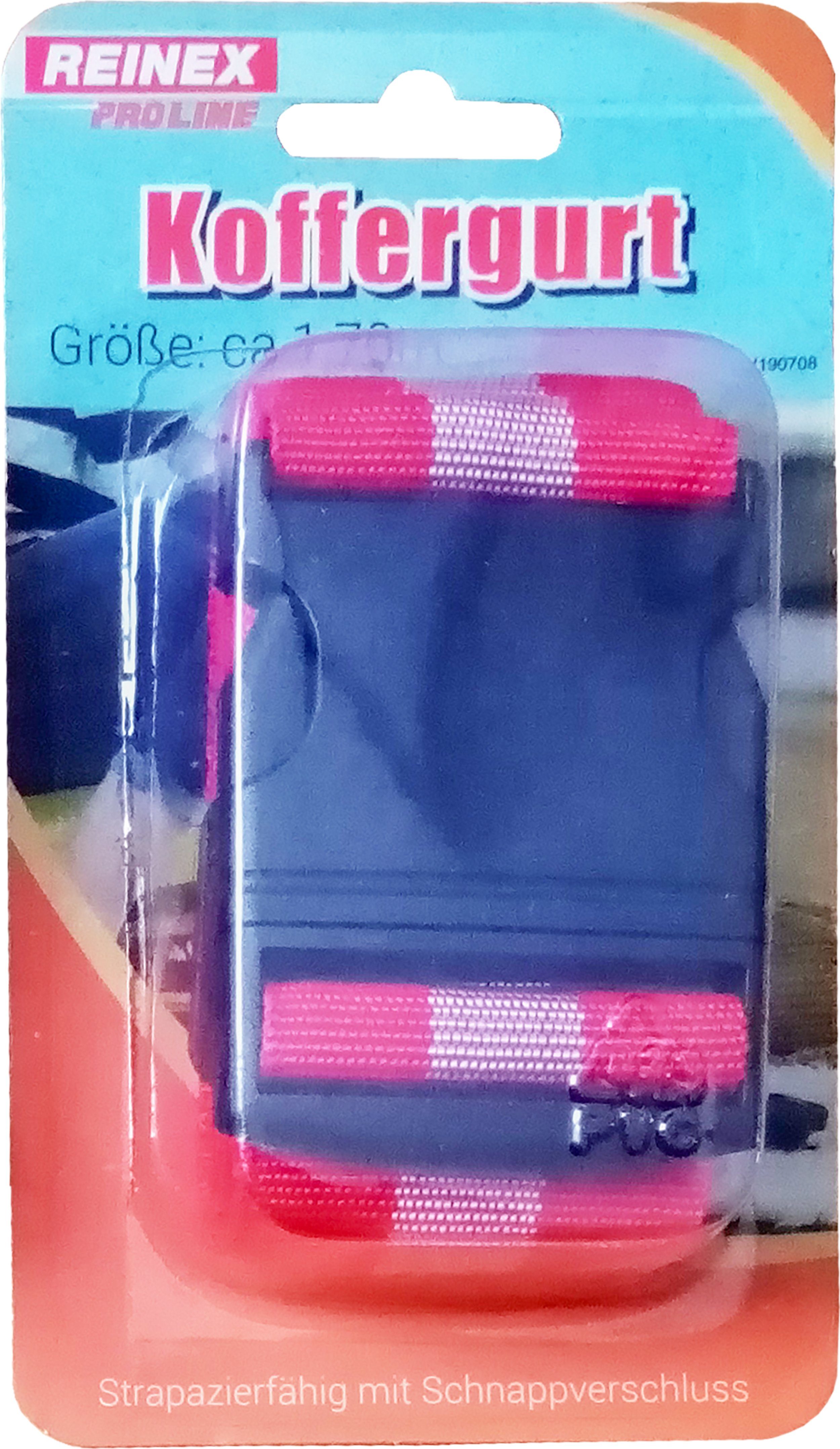Reinex Koffergurt KOFFERGURT 1,7m mit Schnappverschluss Kofferband Gepäckgurt 43 (Rot), Gepäckband Koffergürtel Kofferband Sicherheitsgurt Koffer Band Gurt