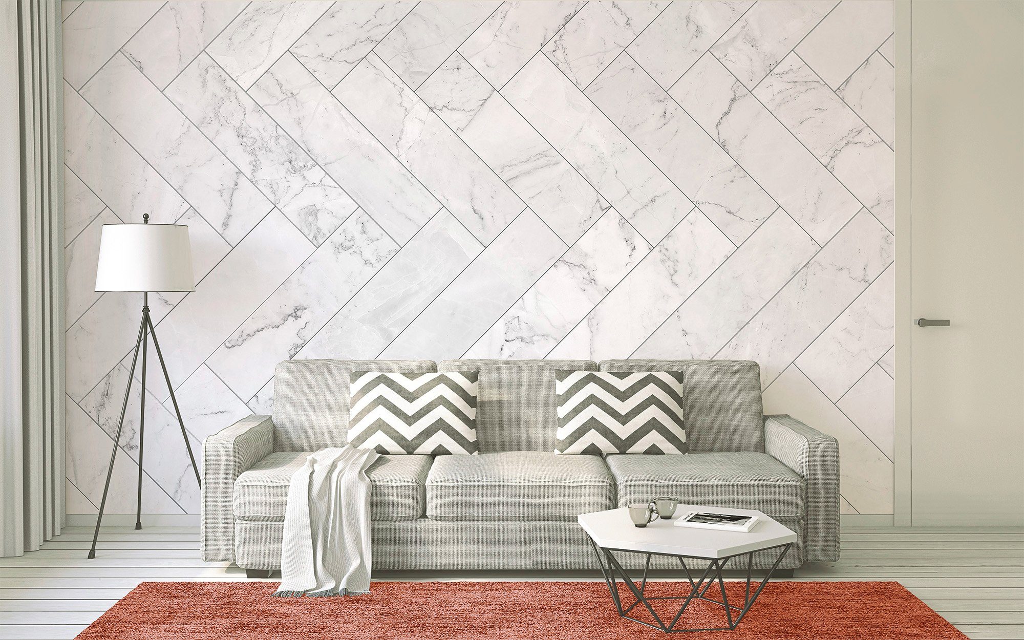 Vlies, glatt, walls living Wand, Fototapete St), Tiles, Decke Schräge, (5 Marble Designwalls
