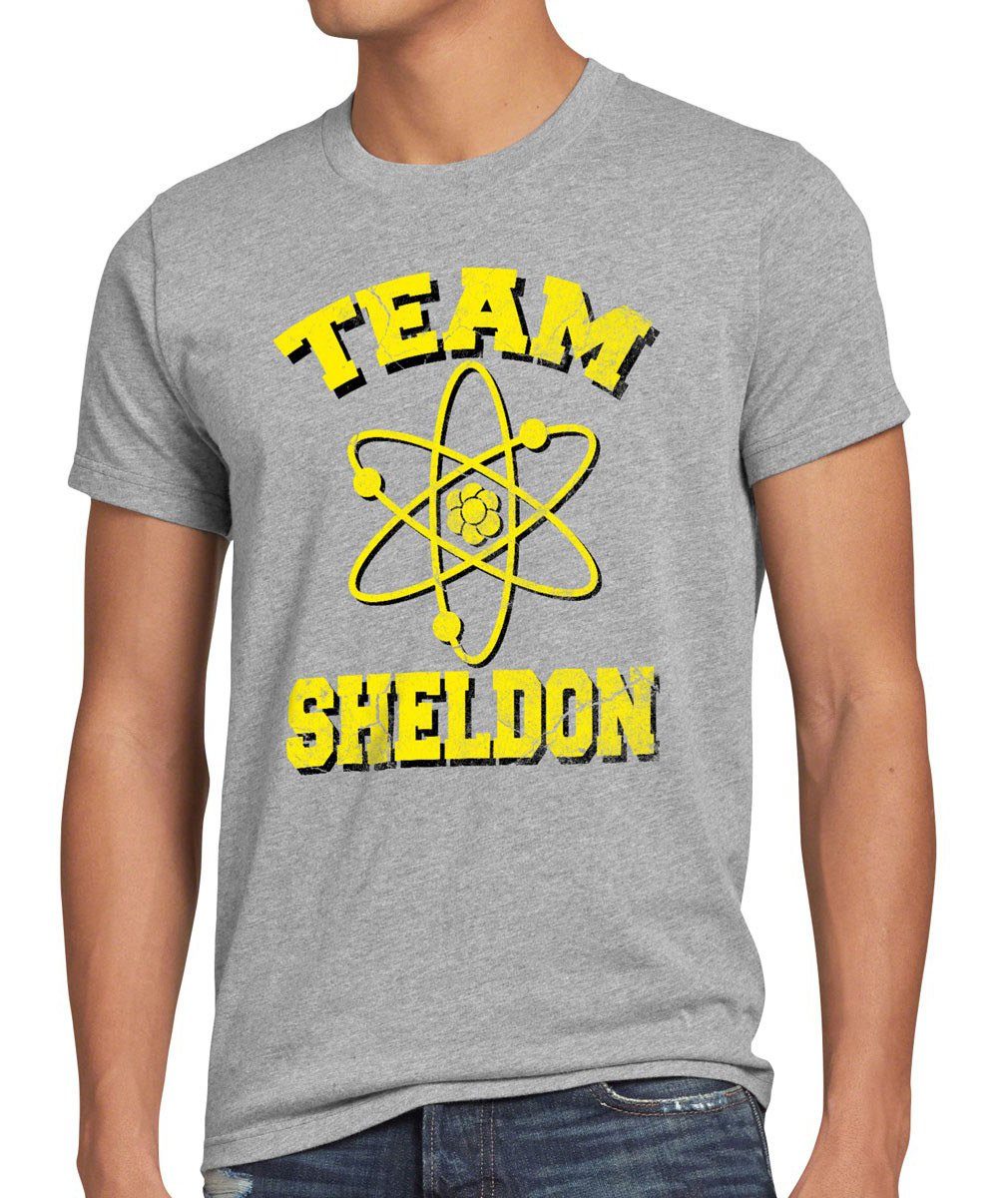 style3 Print-Shirt Herren T-Shirt Sheldon Team big theory atom bang cooper tbbt college bazinga the grau meliert