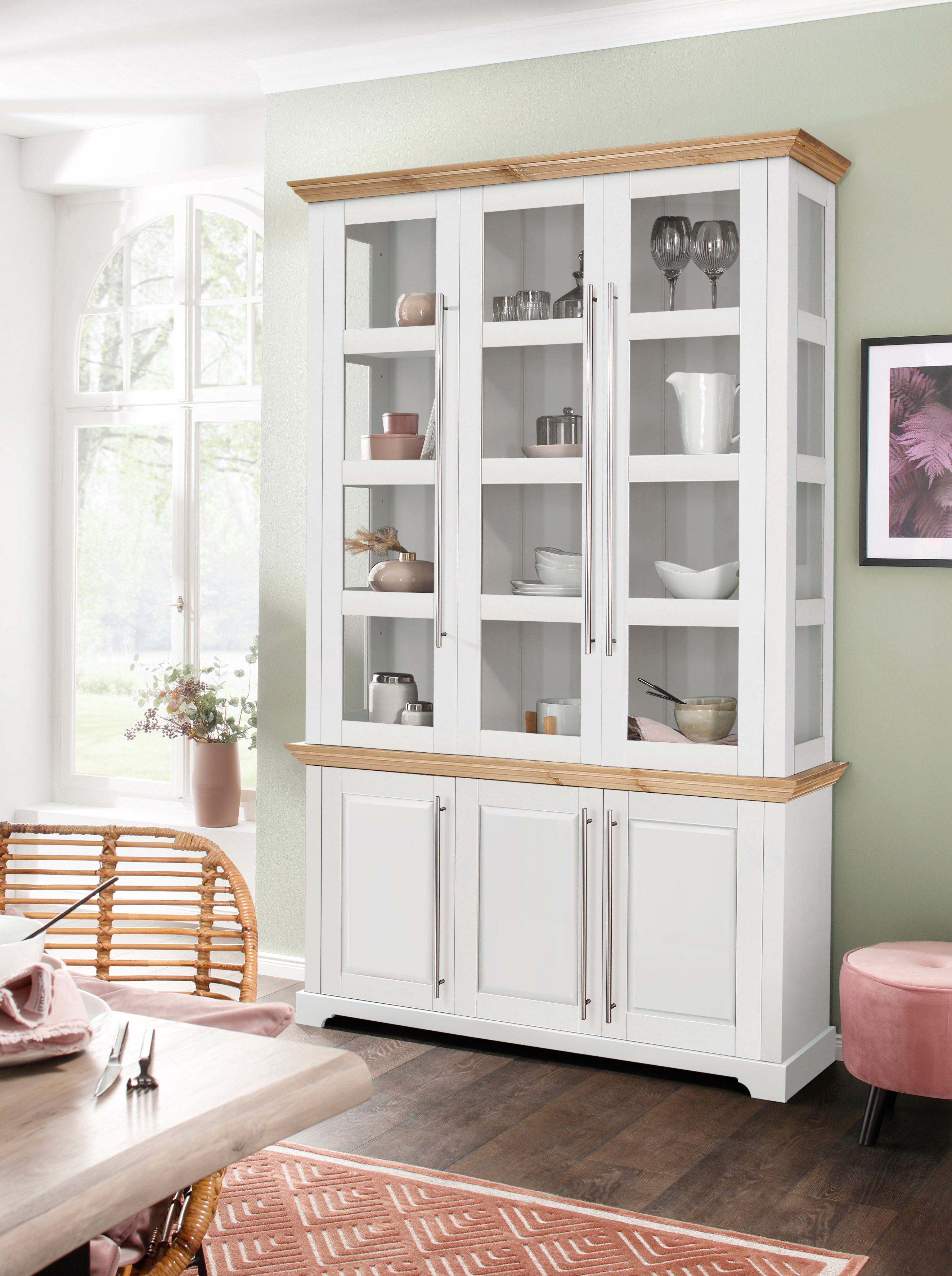 OTTO home Vitrine Melissa aus massiver Kiefer, FSC® zertifiziert, Breite 132 cm