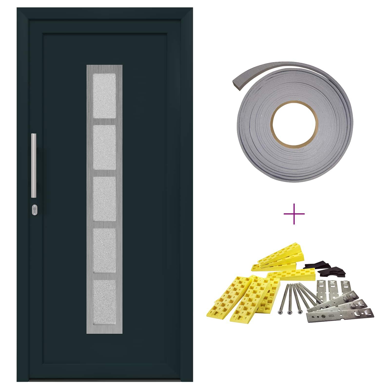 vidaXL Haustür Vordertür Anthrazit 98 x 208 cm PVC (1-St)