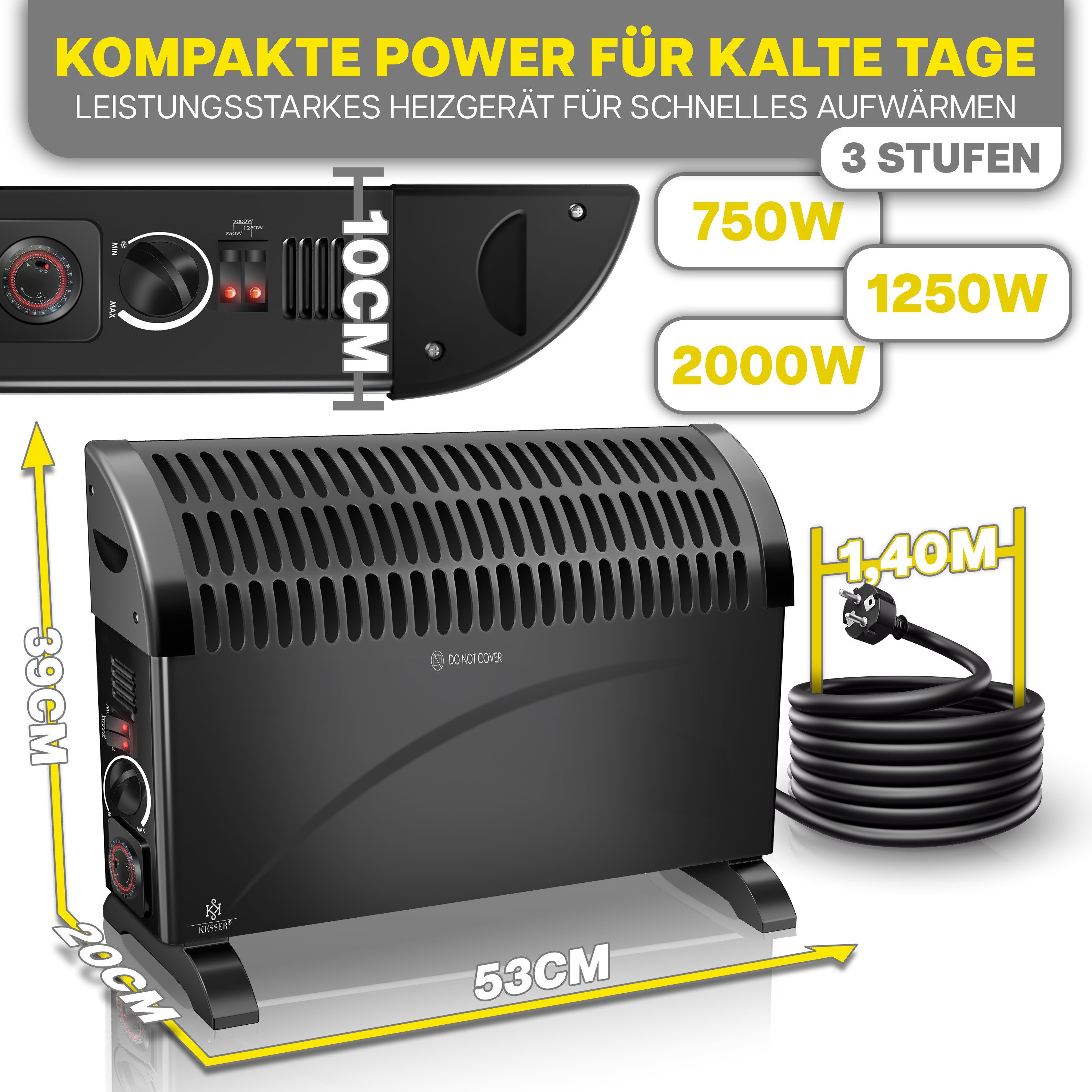 KESSER Konvektor, 2000 W, Konvektor 2000 günstig online kaufen