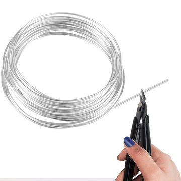 Belle Vous Bastelperlen Silver Aluminum Wire - 10m Flexible and Bendable, Silver Wire - 10m Flexible - Rings, Jewelry, DIY Sculptures