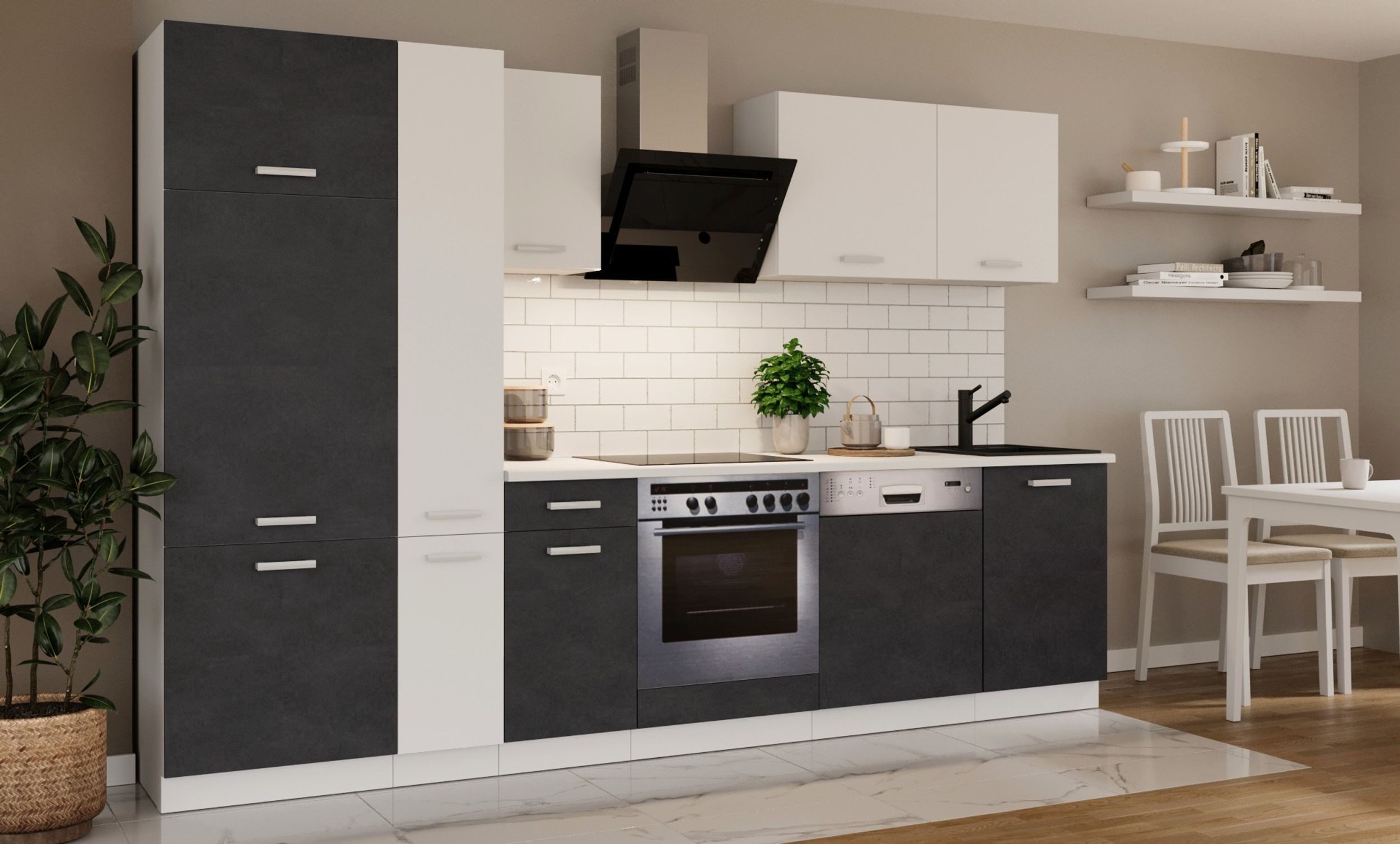 Küchen-Preisbombe Küchenzeile Toni 300 cm Küche Küchenblock Singleküche Ein günstig online kaufen