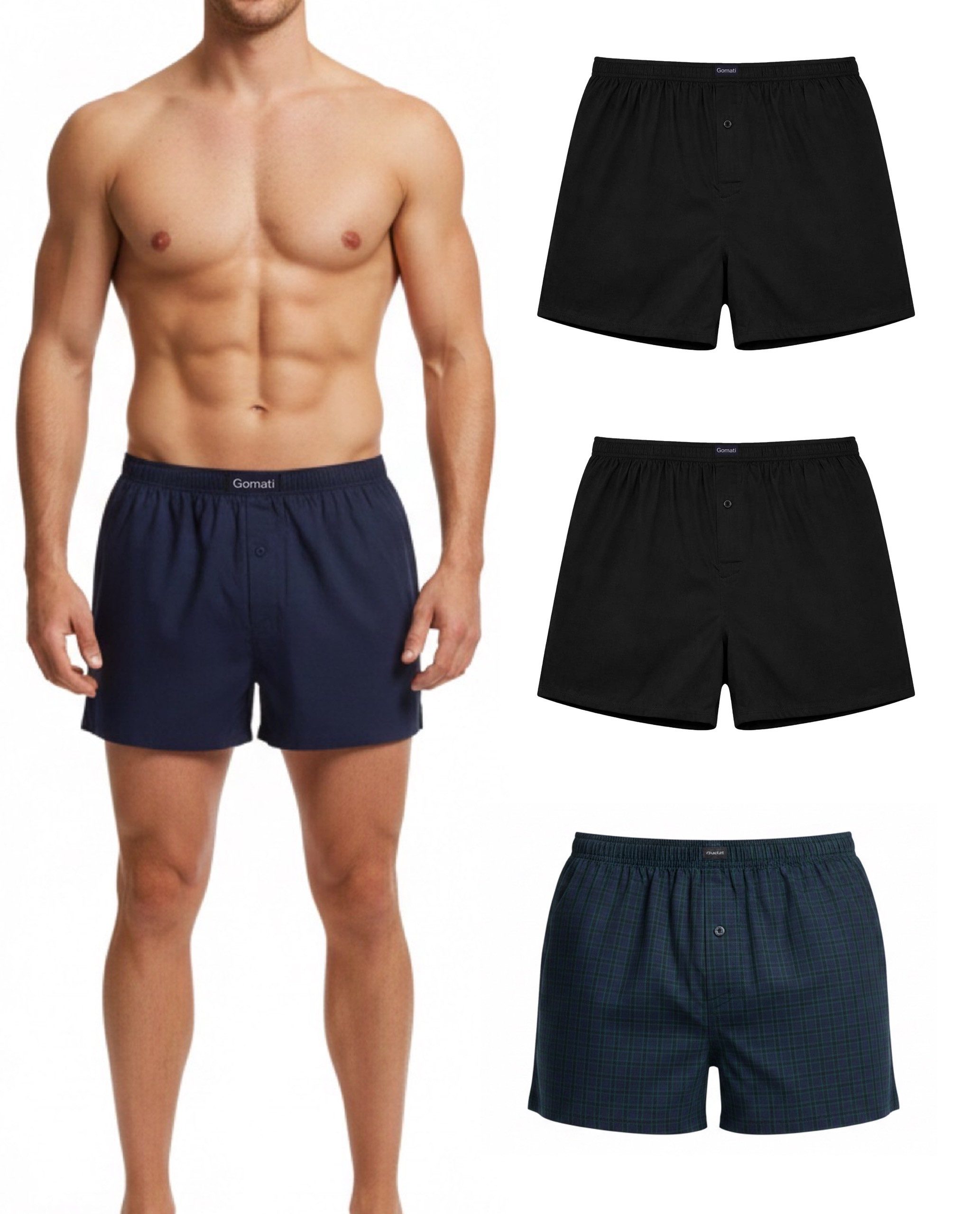 Boxershorts Lockerer gewebte Herren Boxershort Unterhose 100 % Baumwolle kariert