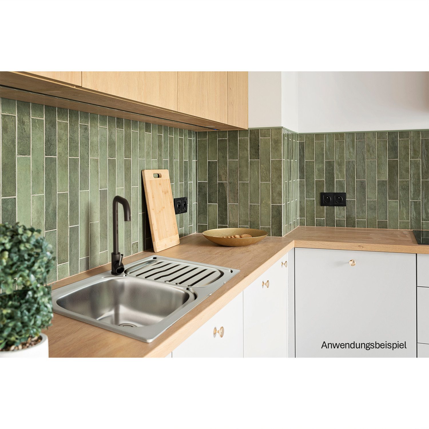 Stabilo Sanitär Edelstahlspüle Einbauspülbecken Chrom eckig aus Edelstahl mit Abtropffläche, Rechteckig, 86/43.5 cm, (Komplett-Set, Spüle inklusive Befestigungs – Bild 2 von 5