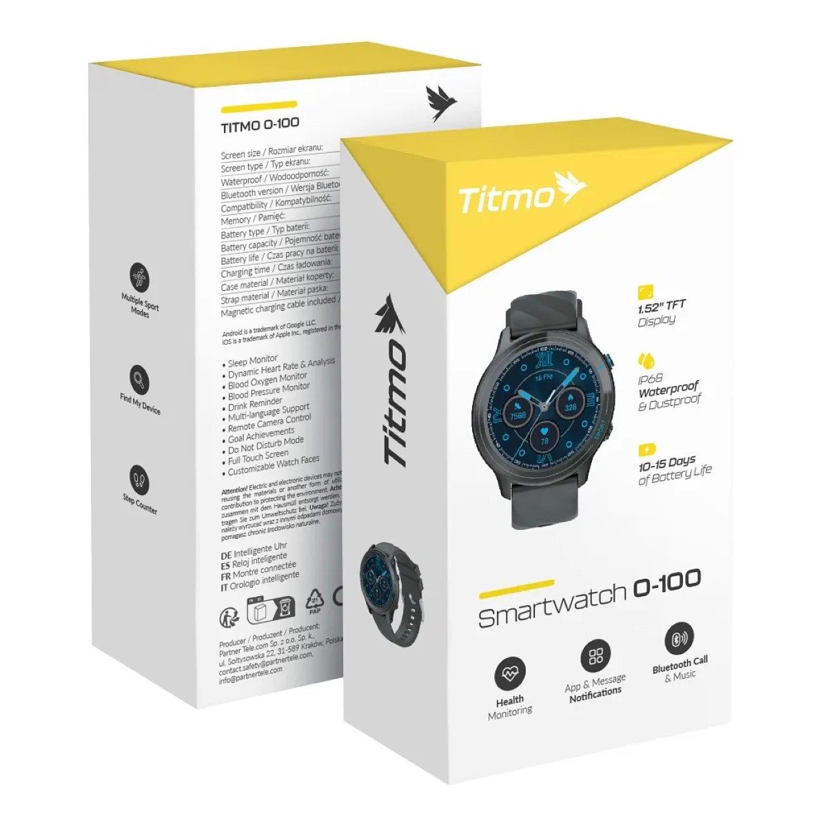 COFI 1453 O-100 Smartwatch 1,52 Zoll TFT-Display, IP68-Wasserdicht Smartwatch, 1-tlg., IP68 wasserdicht, Bluetooth 5.2, Anpassbare Zifferblätter