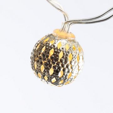 MARELIDA LED-Lichterkette LED Dekolichterkette 10 orientalische Metallkugeln Bälle 2,5cm silber, 10-flammig