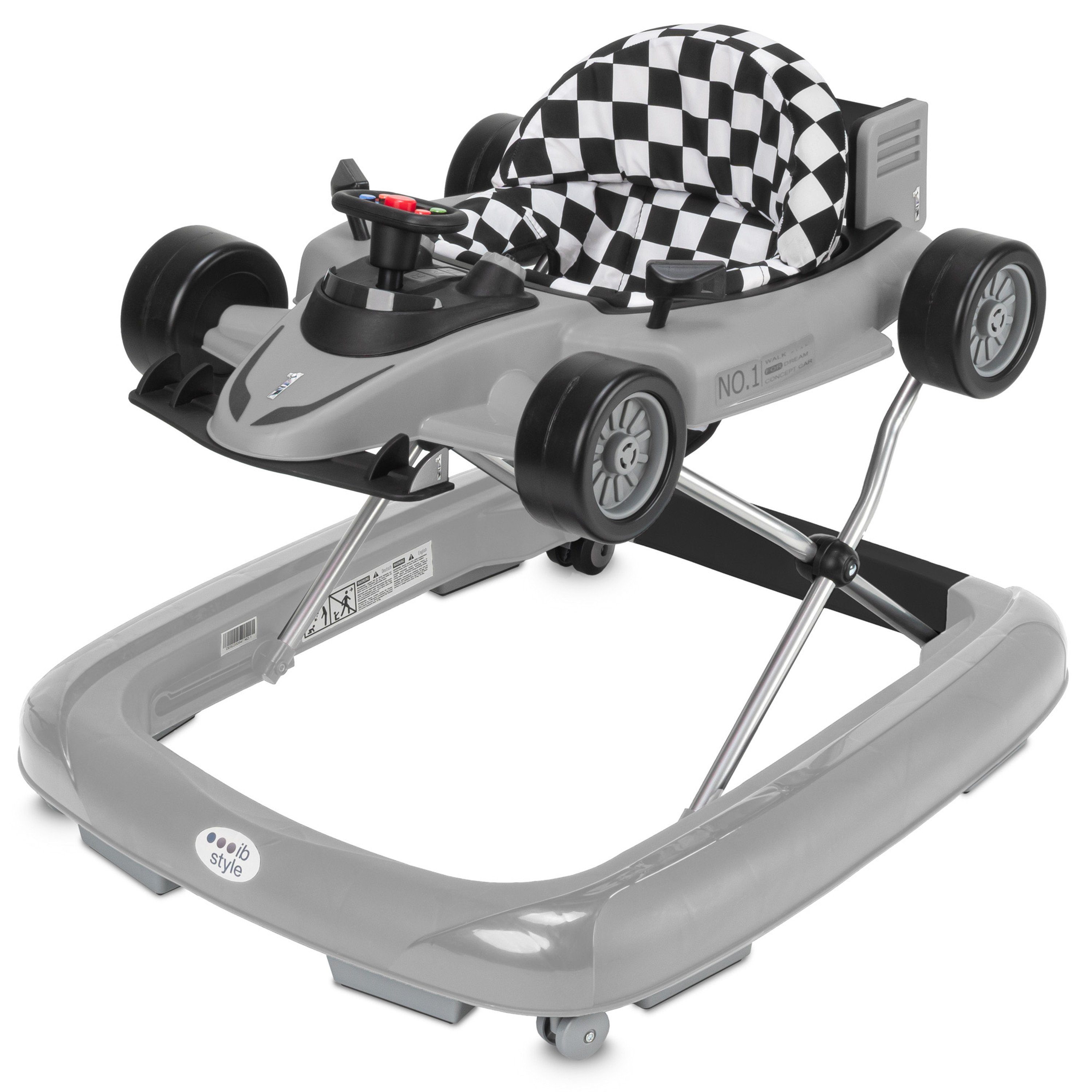 ib style Lauflernhilfe Little Soundeffekten Babywalker Abnehmbarer Laufwagen Grau, - Lauflernwagen Speedster mit