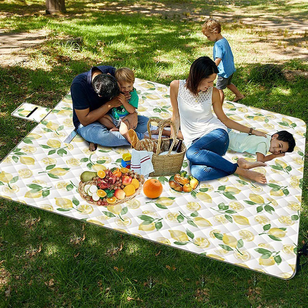 Picknickdecke Picknickdecke,wasserdicht 200x200cm Gelb Outdoor mit Stranddecke Tragegriff, zggzerg