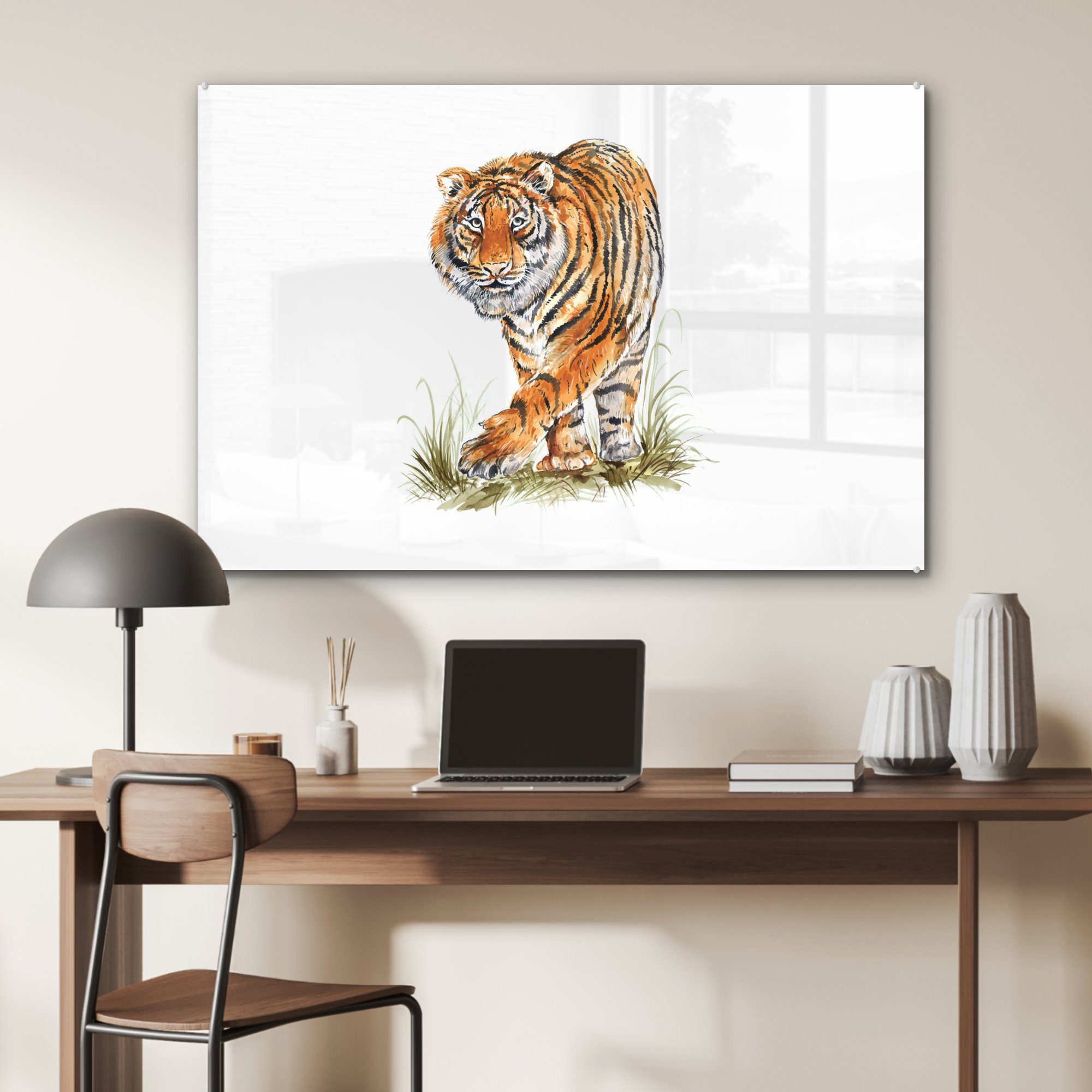 MuchoWow Acrylglasbild Tiger - Beine Wohnzimmer & - Weiß, Schlafzimmer St), (1 Acrylglasbilder