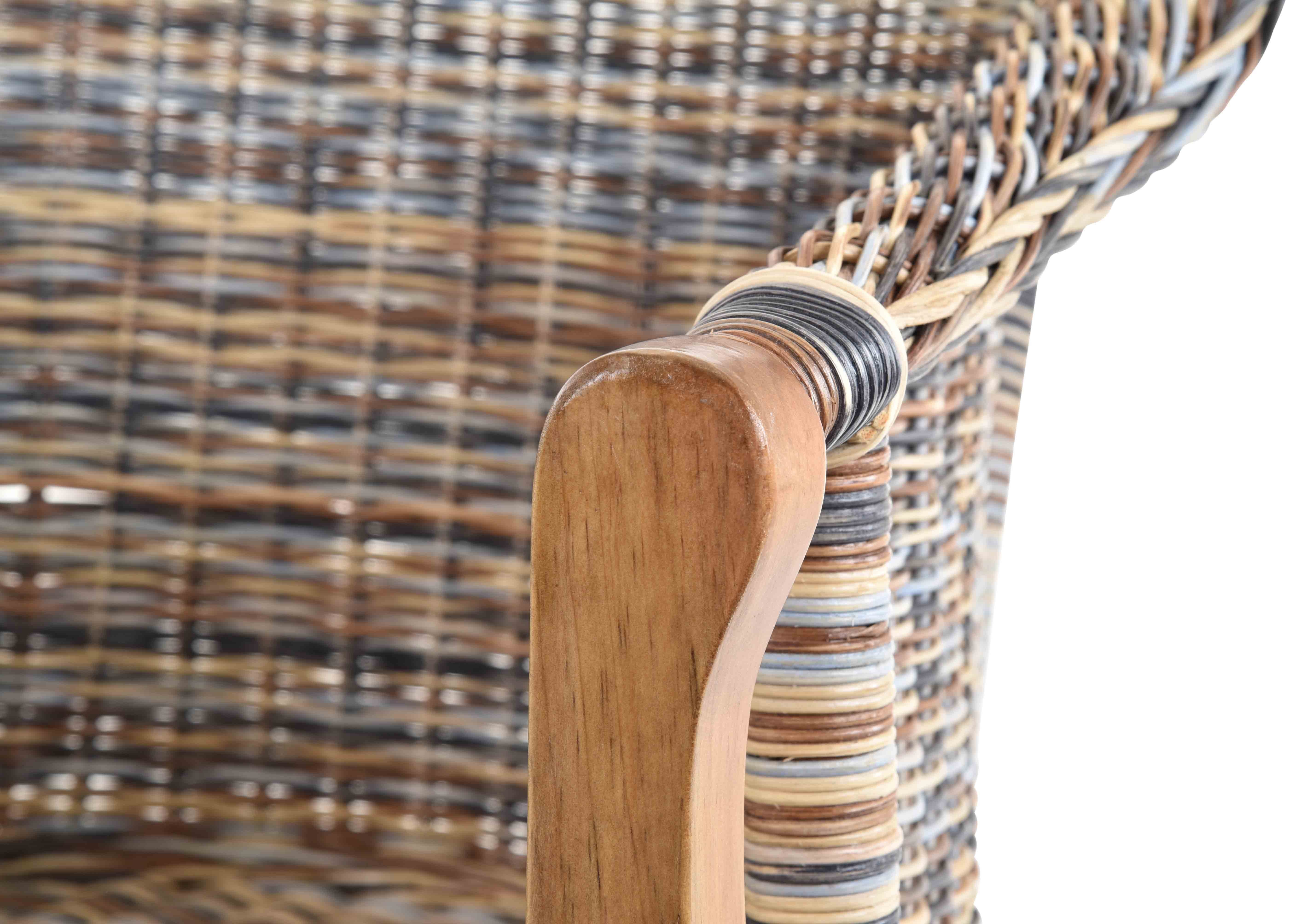 Clubsessel echtem Krines Holzbeinen, Sessel Rattan-Sessel mit aus Home Mehrfarbig Rattan- Rattanstuhl, Polster, mit Relaxsessel