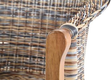Krines Home Relaxsessel Rattan-Sessel mit Holzbeinen, Sessel aus echtem Rattan- mit Polster, Rattanstuhl, Clubsessel