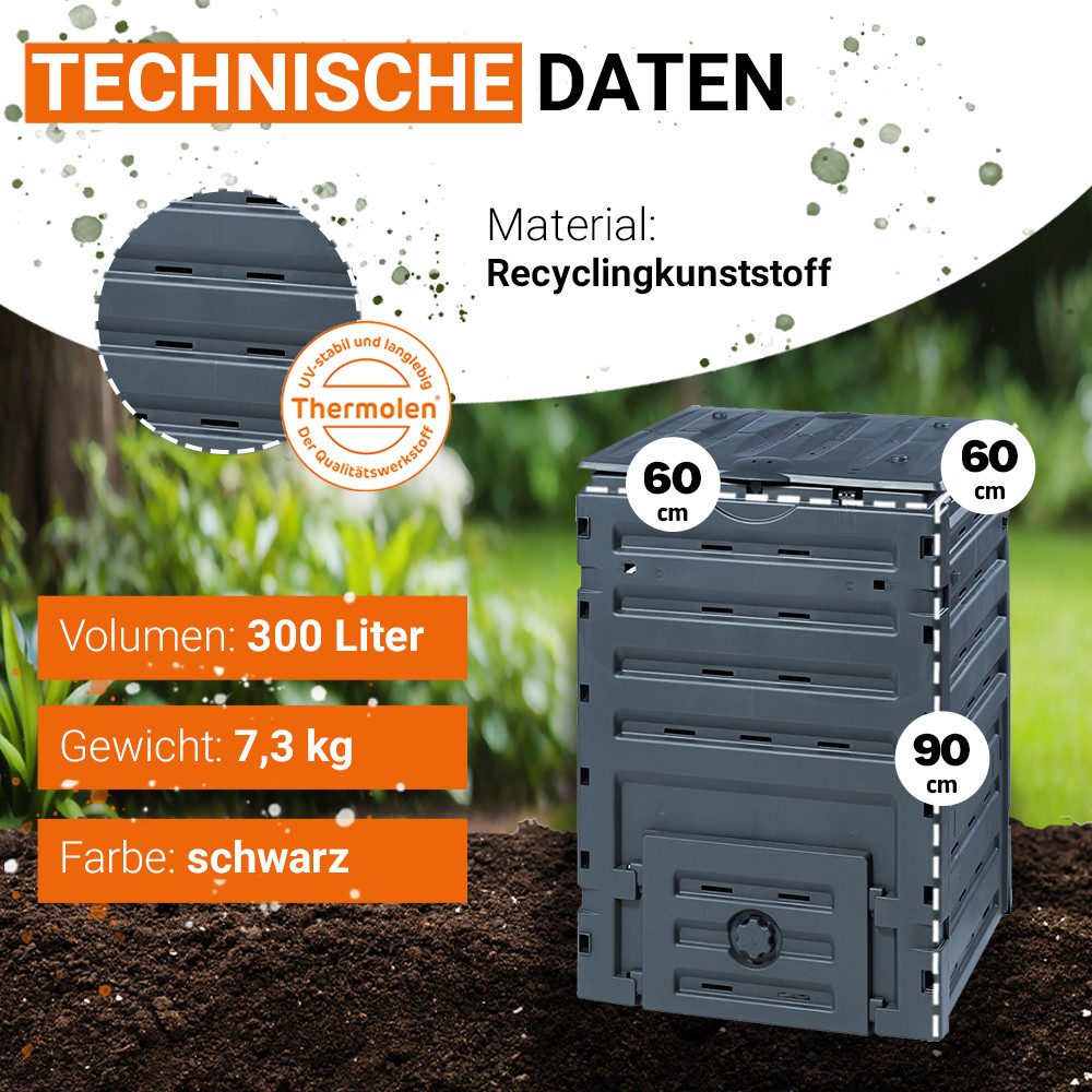 GARANTIA Komposter ECO-MASTER Komposter 300 Liter schwarz, 300 l