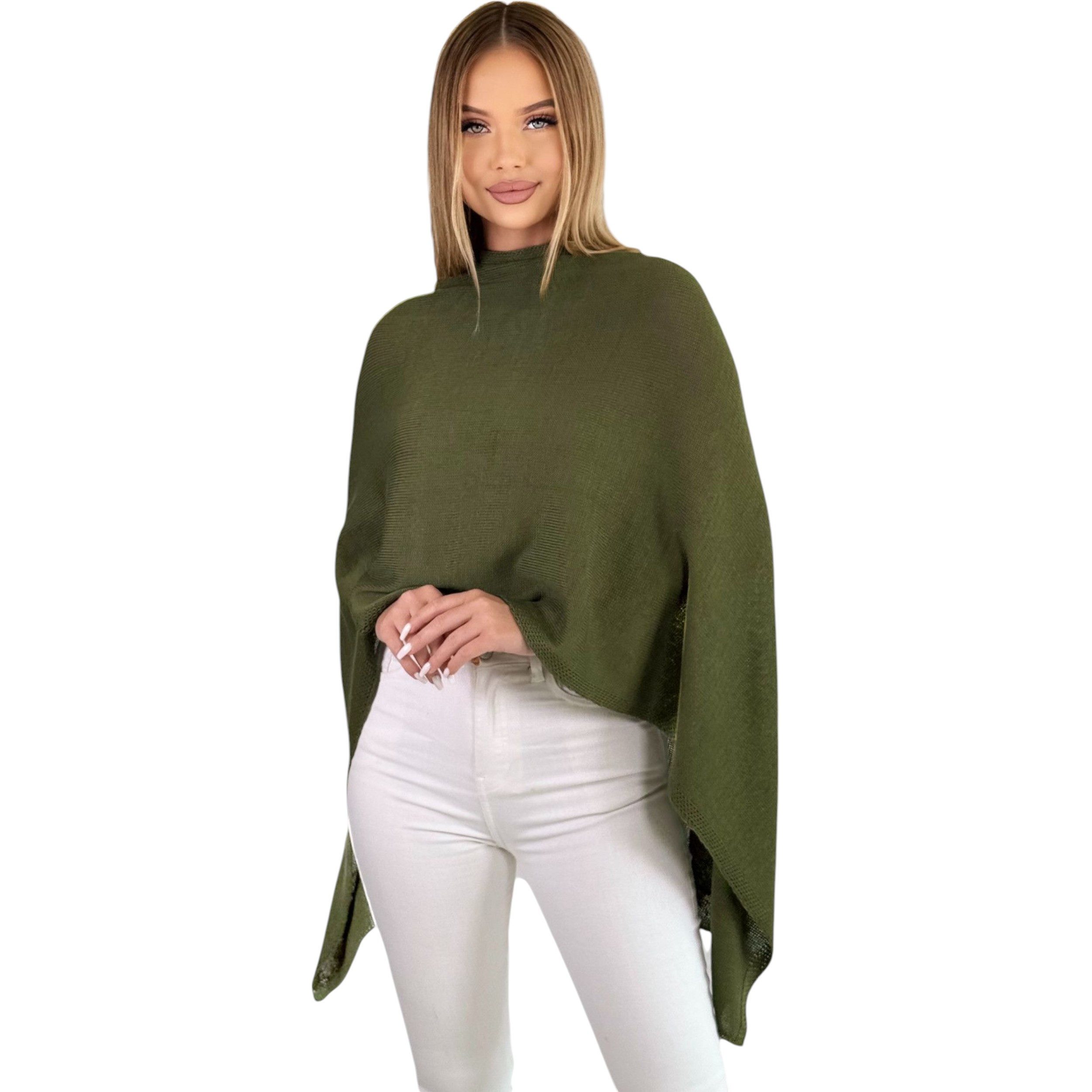 Mississhop Strickponcho Damen Poncho Cape Überwurf Strickponcho feiner Strick 221