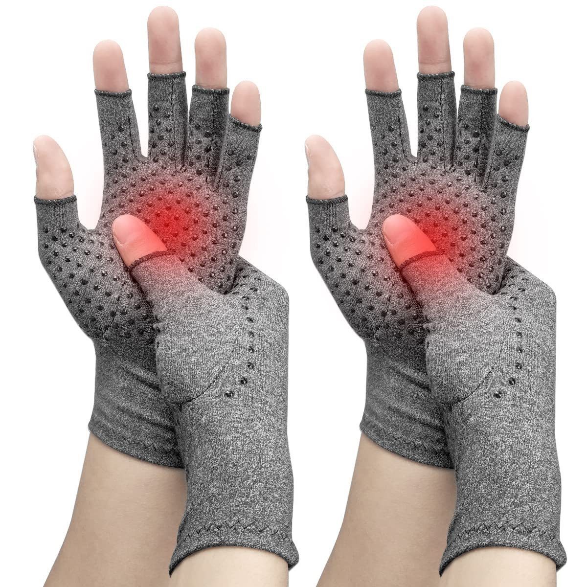 AURIVION Multisporthandschuhe Arthrose Handschuhe 2 Paar, atmungsaktive Kompressionshandschuhe (Set, 2-St., Druckausgleich Handschuhe verschleißfest & komfortabel) Anti-Rutsch Kompressionshandschuhe für Damen & Alltag