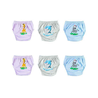 Just2little Stoffwindeln SAFARI 6er (80) Pack Wasserdicht Baby Lernwindel Trainerhosen Unterwäs