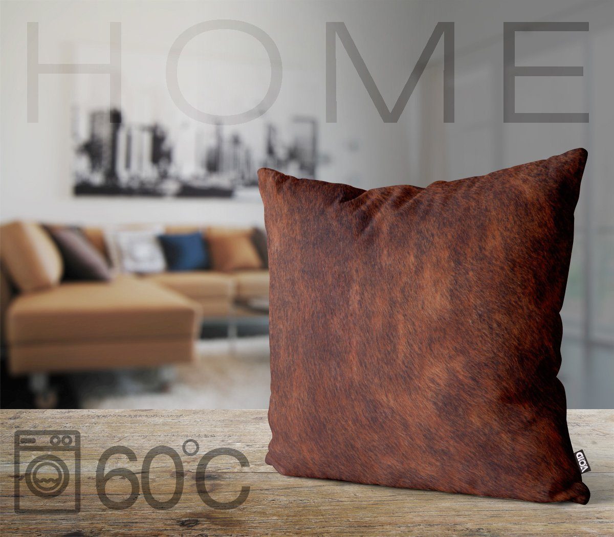 VOID Kissenbezug, Kuhfell Print Braun Outdoor Indoor Kuh Fell Tier Western
