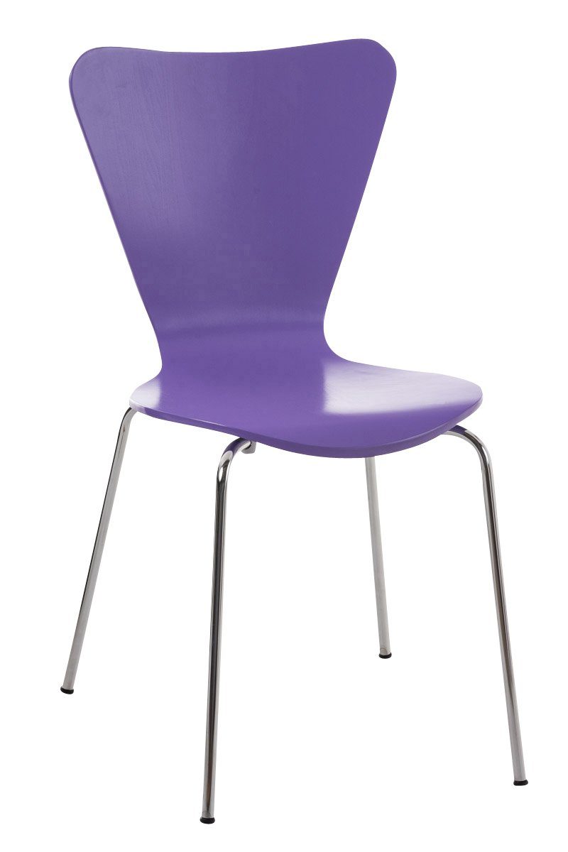 TPFLiving Besucherstuhl Calisso mit ergonomisch geformter Sitzfläche - Konferenzstuhl (Besprechungsstuhl - Warteraumstuhl - Messestuhl), Gestell: Metall chrom - Sitzfläche: Holz lila