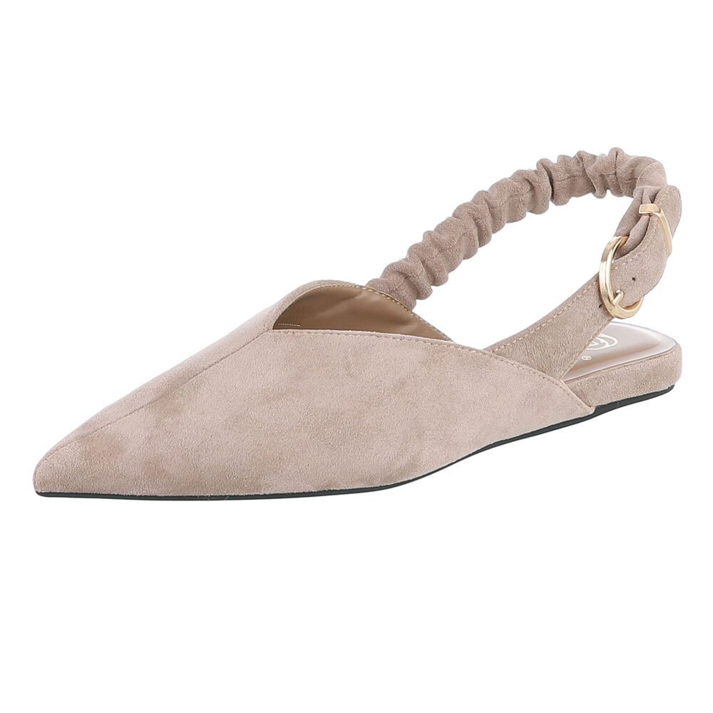 Ital-Design Damen Slingback Schuh flach mit Metallschnalle Schnürpumps (92078995) Flach Schnür- & Riemchenpumps in Hellbraun