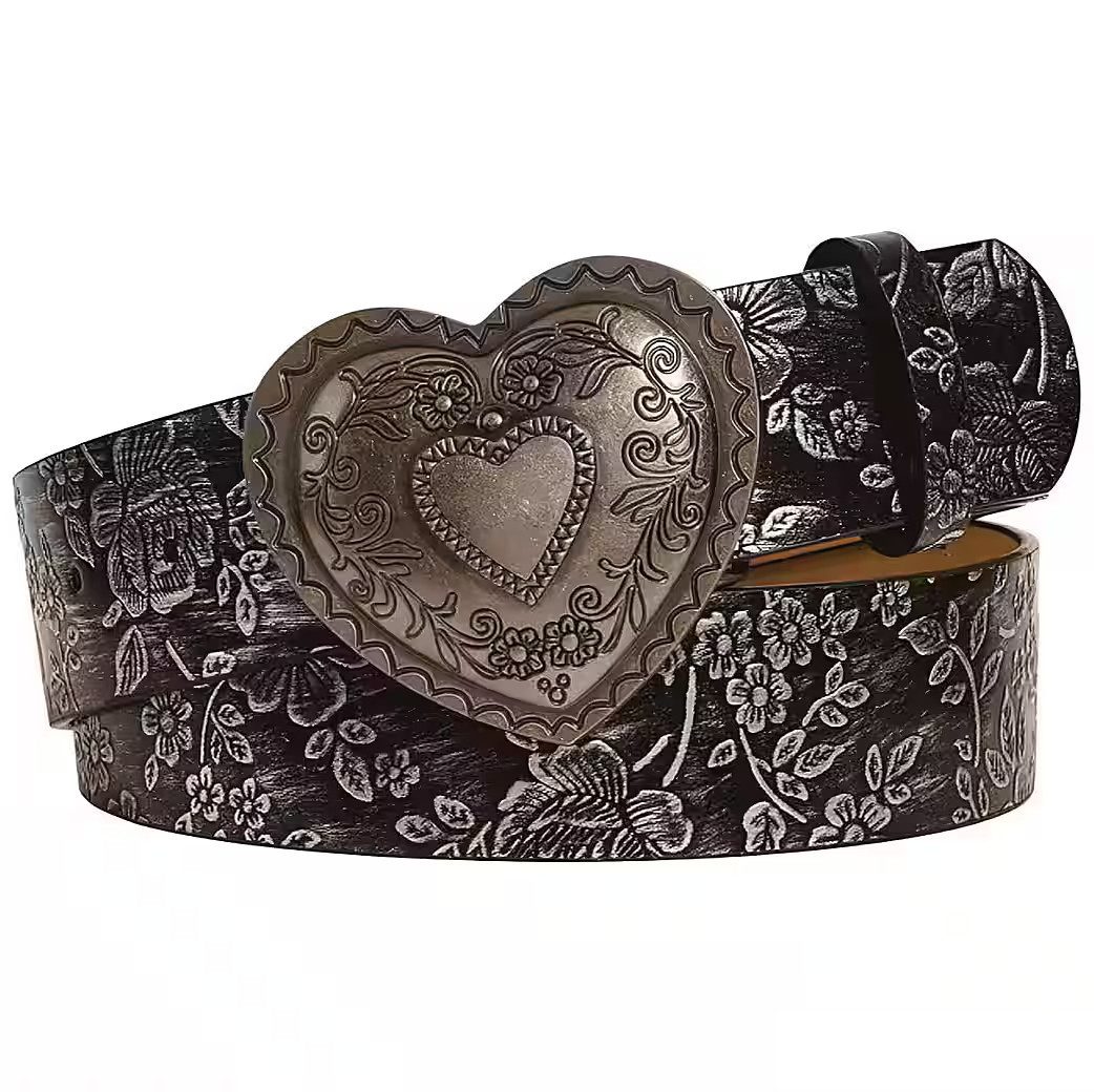 Ware aus aller Welt Koppelgürtel Modischer Damengürtel mit Metallschnalle floralem Western Muster