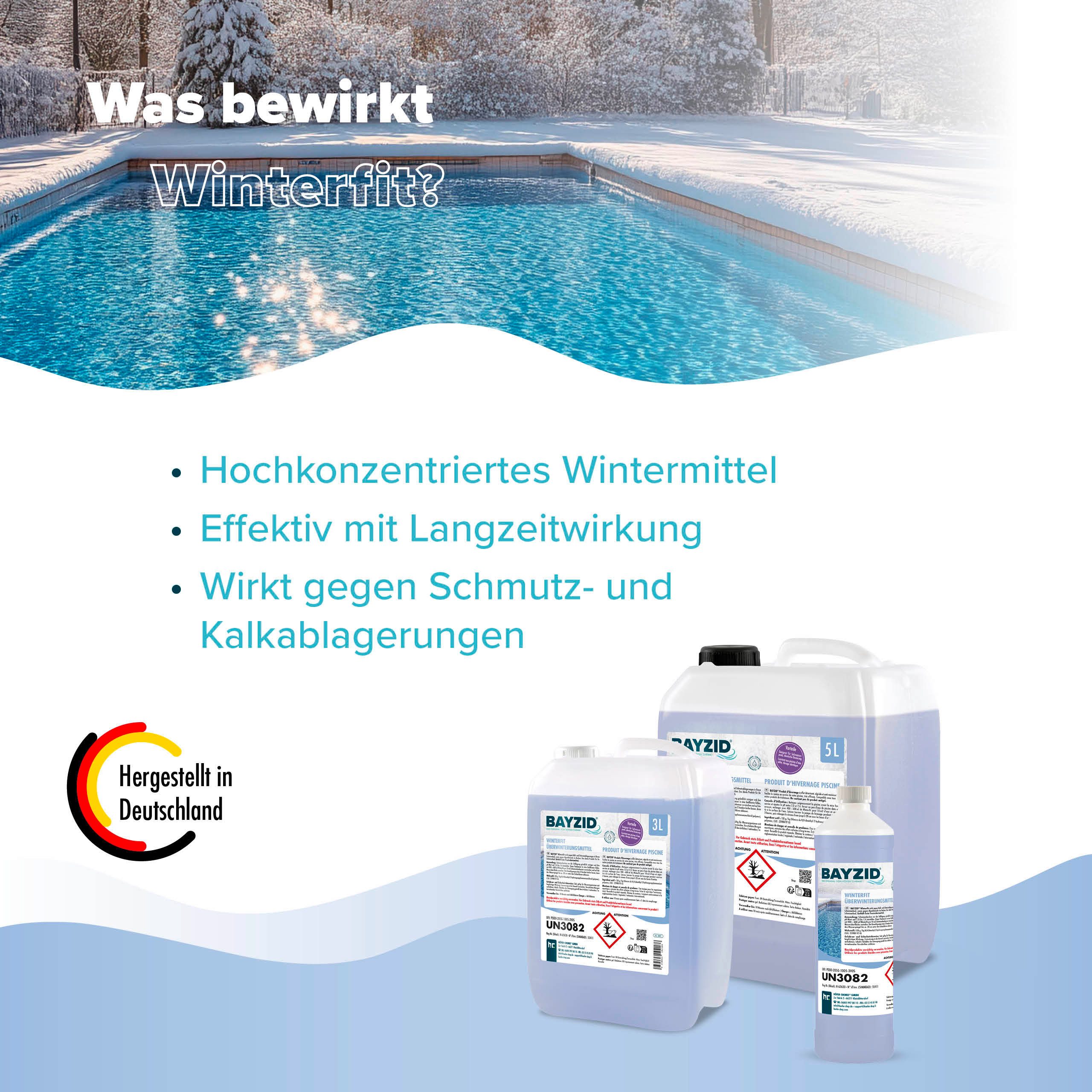 Höfer Chemie GmbH Poolpflege 3x 1 L BAYZID® Winterfit Überwinterungsmittel für Pools, Schützt das Poolwasser in der Winterpause vor Algen und Ablagerungen – Bild 3 von 5