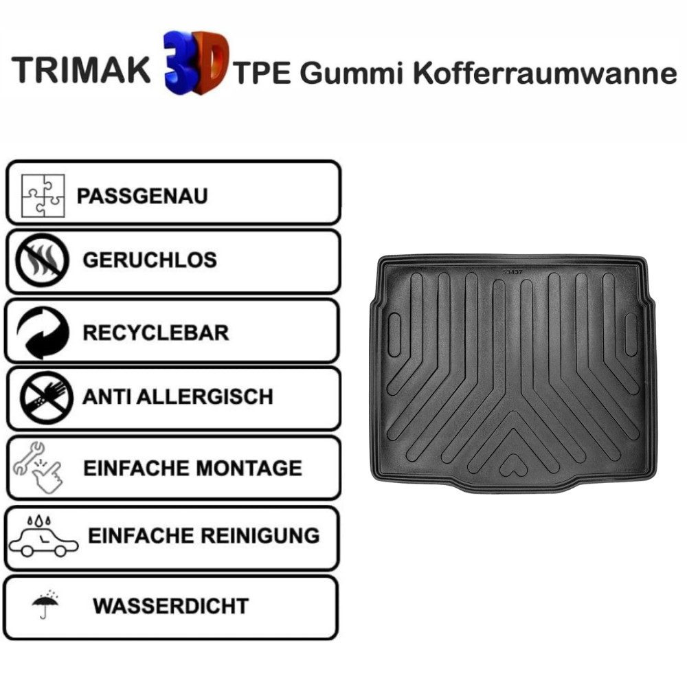 Trimak Passform-Fußmatten Oder Kofferraumwanne Oder Set Citroen C4 & Cactus, Citroen C4 3.Gen ab 2020 Gummimatten Auto & Untere Kofferraummatte