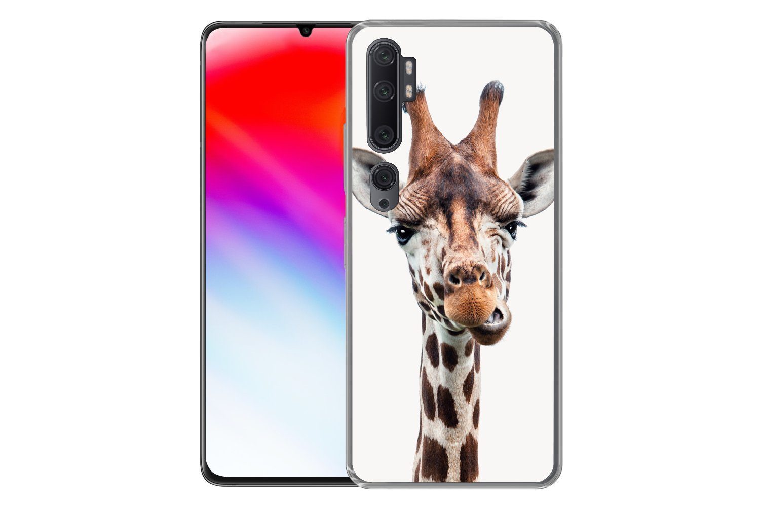 MuchoWow Handyhülle für Xiaomi Mi Note 10 Pro Jungen - Giraffe - Tiere - Kopf - Porträt -